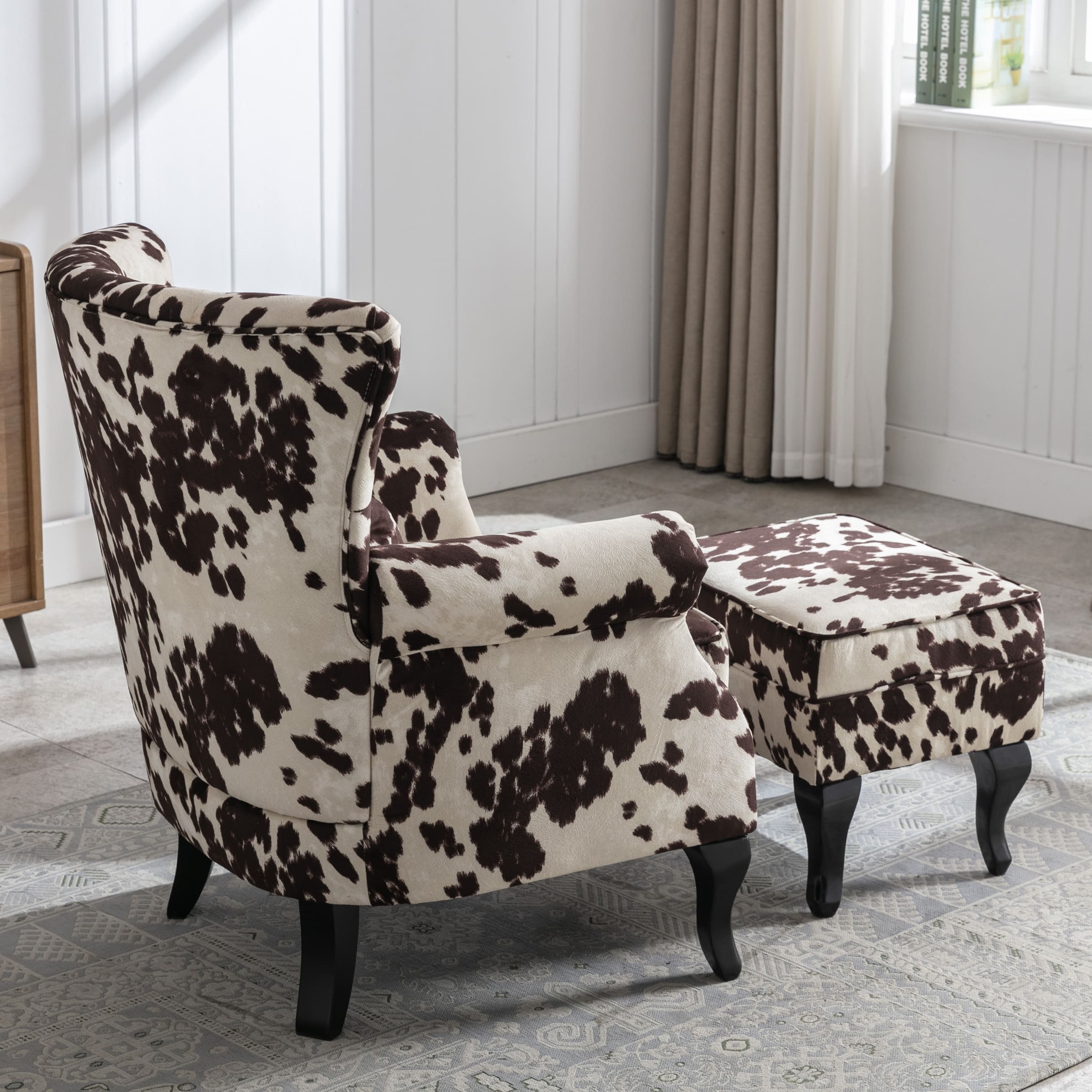 Kmax Mid Century Wingback Tufted Chair with Ottoman - XXX1AC