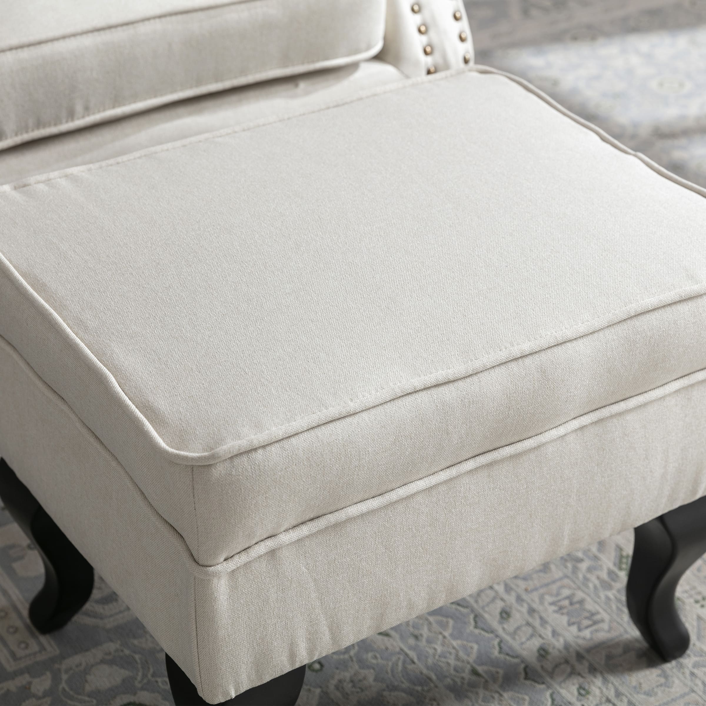 Kmax Mid Century Wingback Tufted Chair with Ottoman - XXX1AC