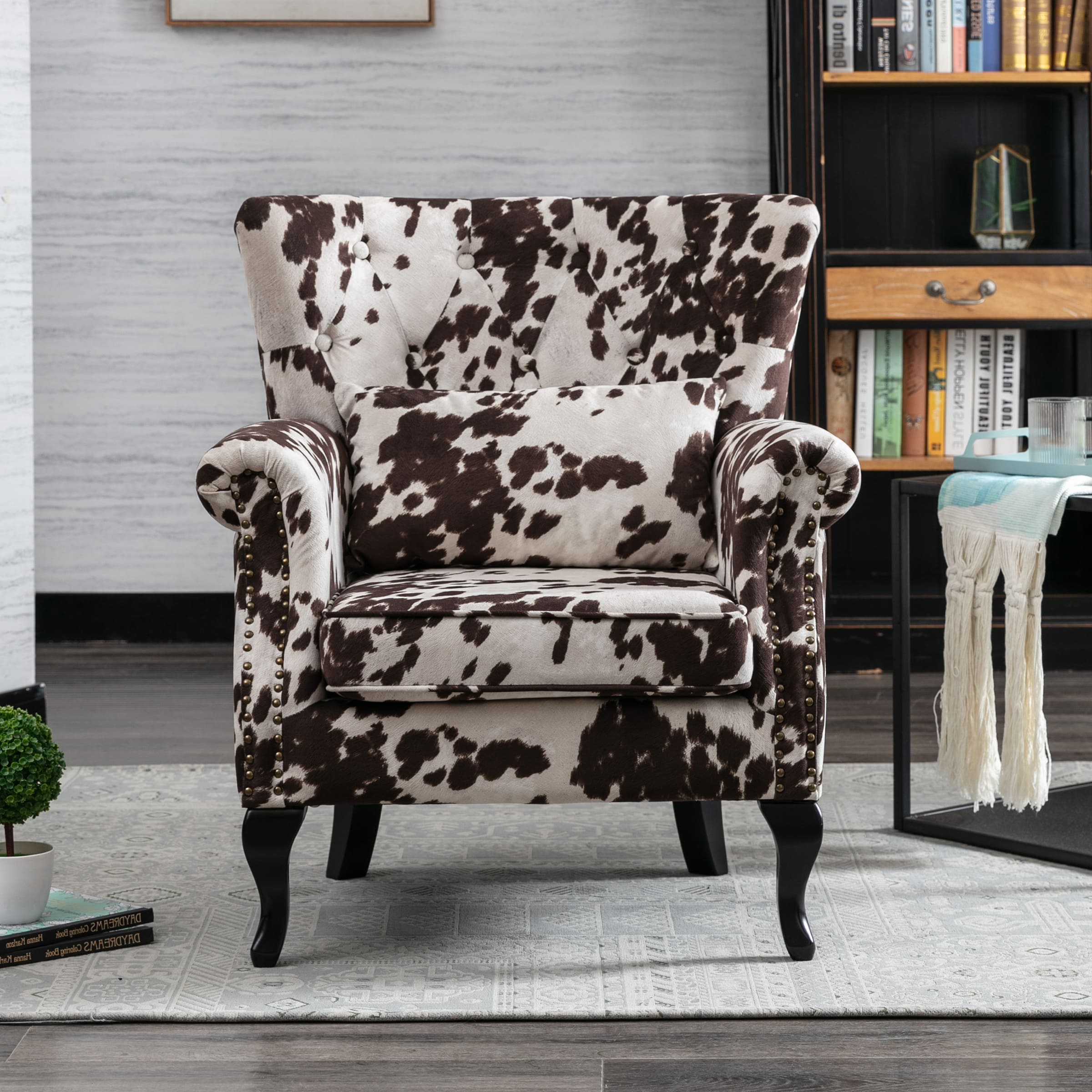 Kmax Mid Century Wingback Tufted Chair with Ottoman - XXX1AC