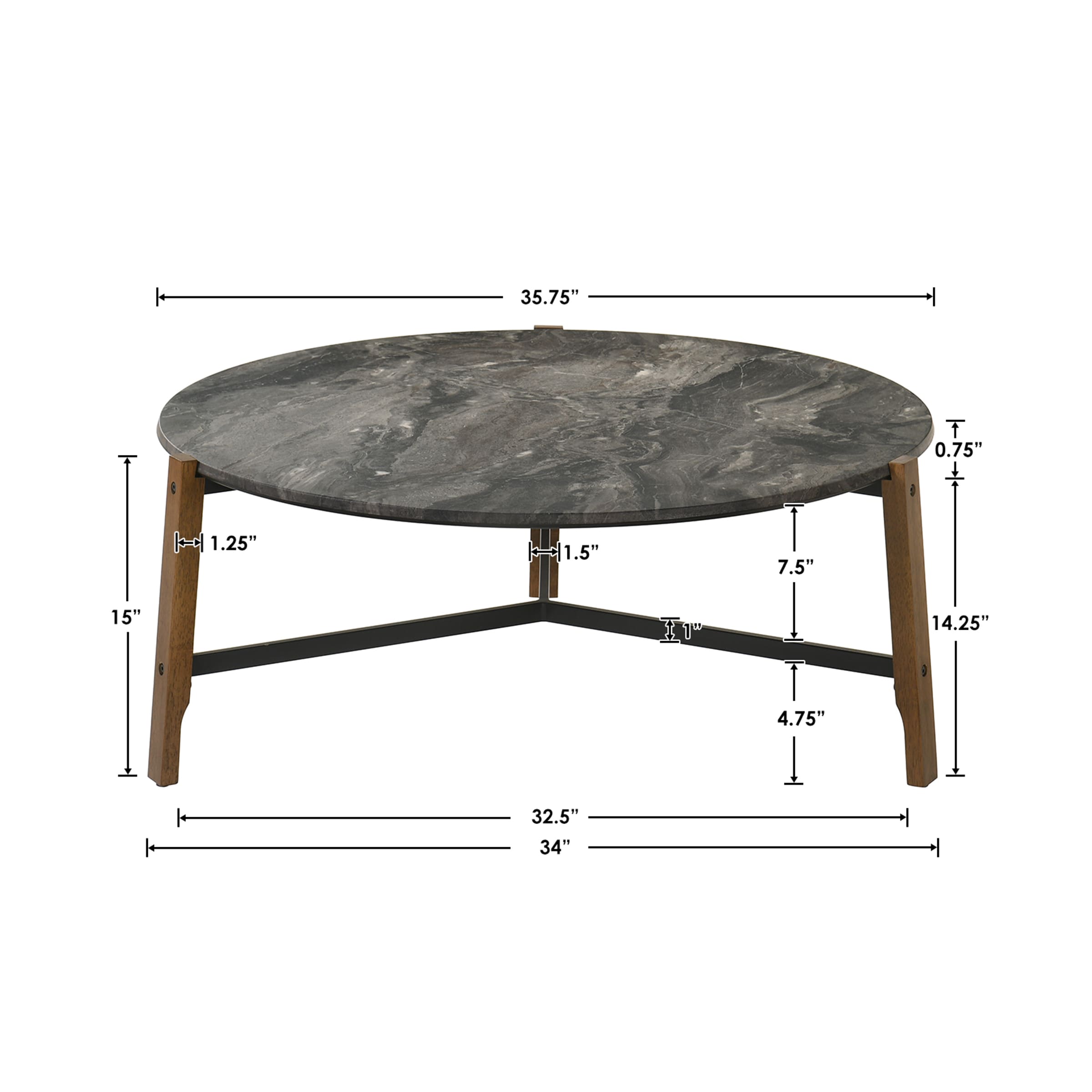 Kmax Modern Mid-Century Round Coffee Table - 00918CT