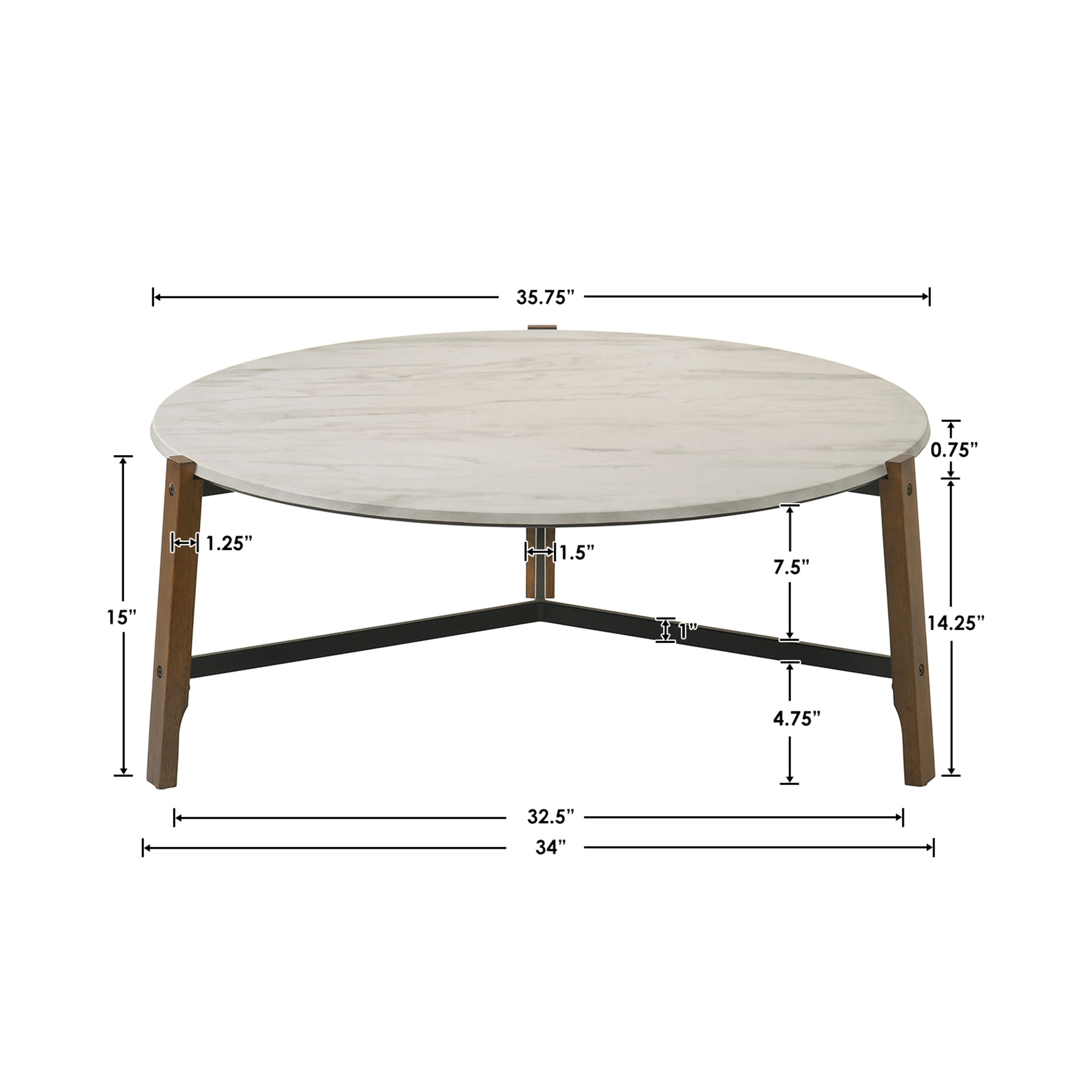 Kmax Modern Mid-Century Round Coffee Table - 00918CT