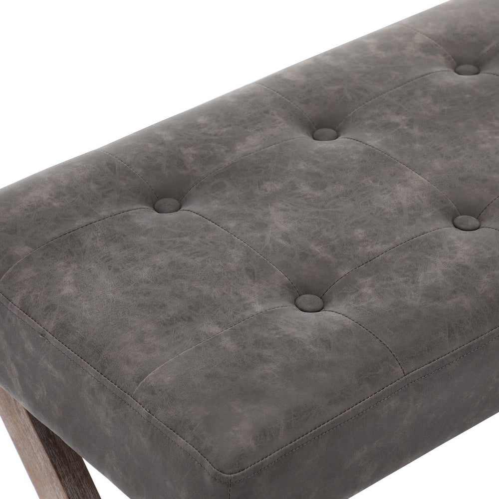 Grey Entry Bench PU Upholstered Textured Gray Entryway Bench - 7868