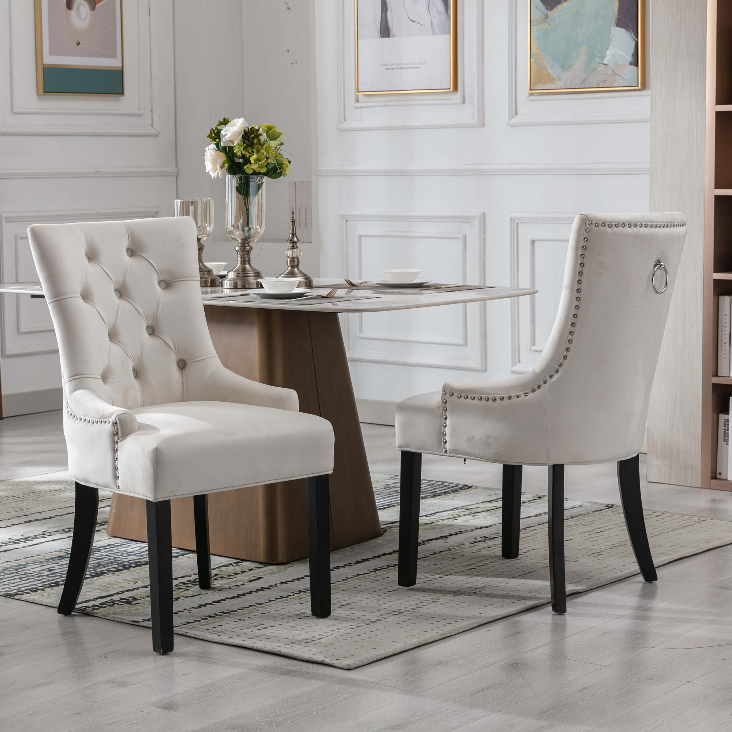 Kmax Tufted Velvet Kitchen Chairs Set of 2 - 8338DC