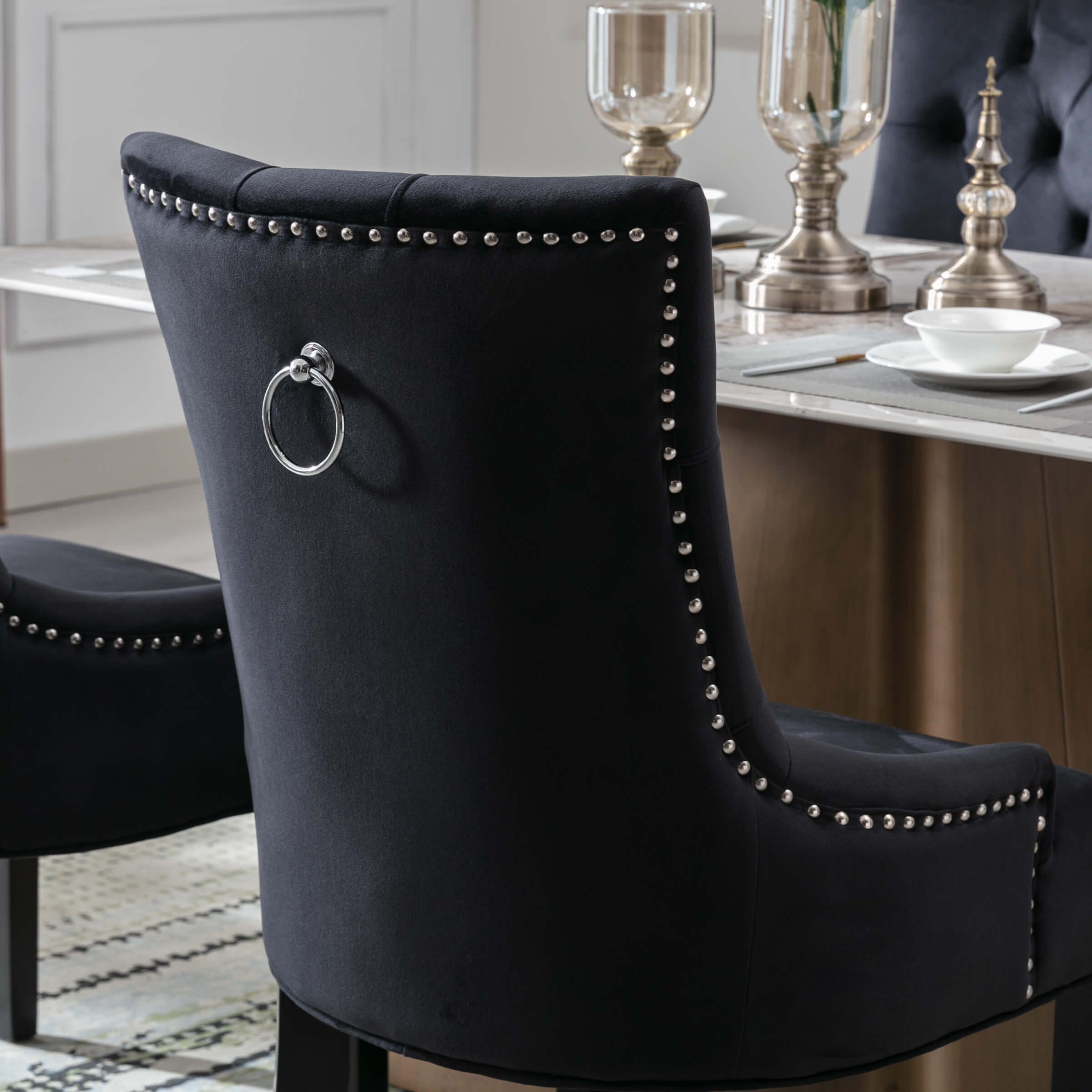 Kmax Tufted Velvet Kitchen Chairs Set of 2 - 8338DC