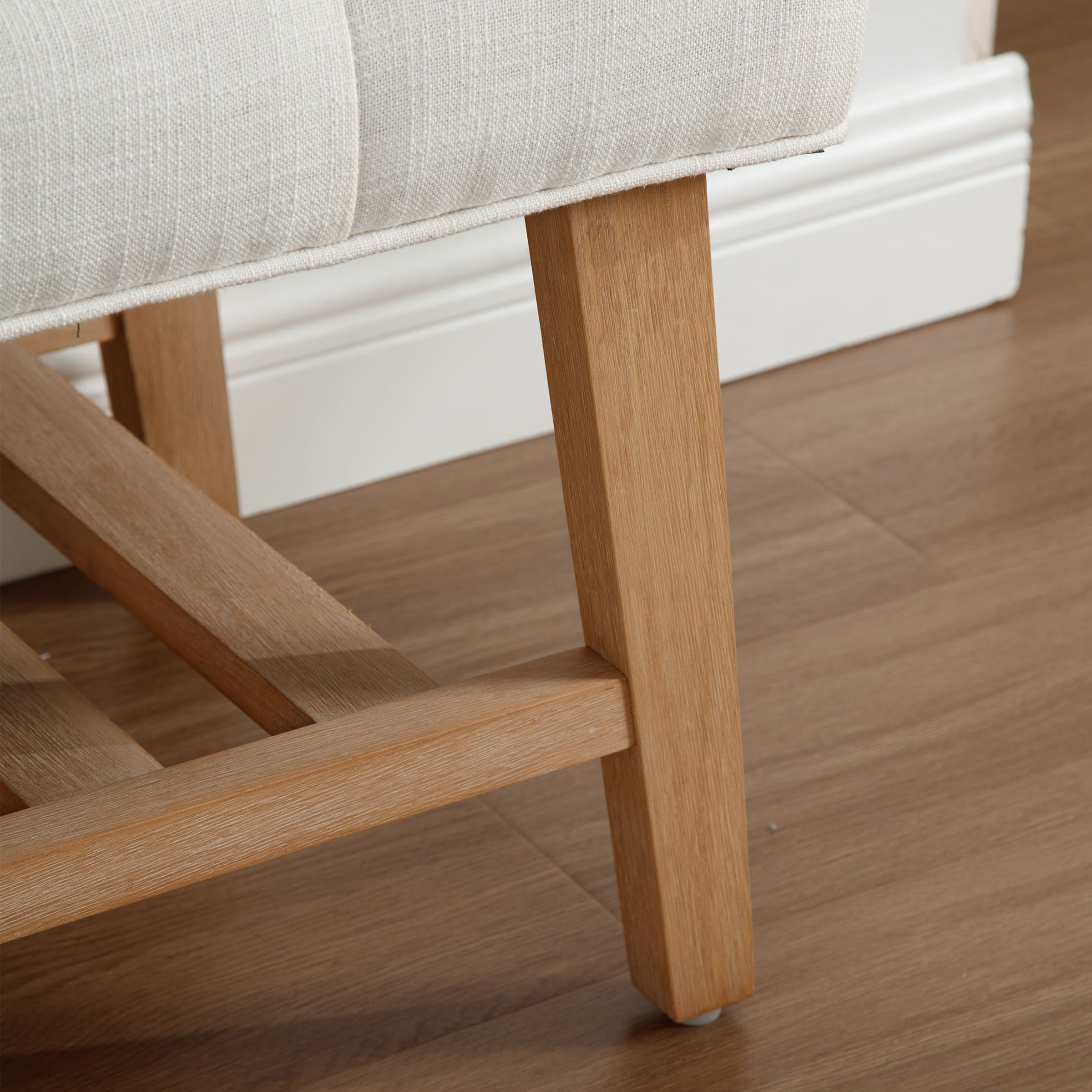 Close-up of the bench leg and base