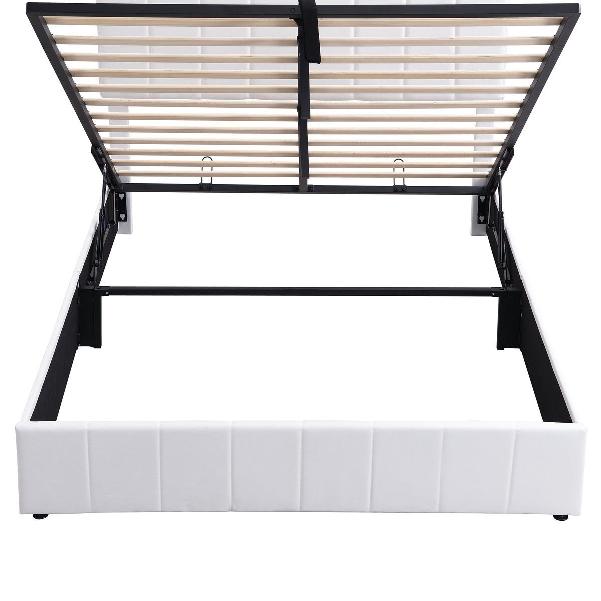 Linen Upholstered Platform Bed with Hydraulic Storage System