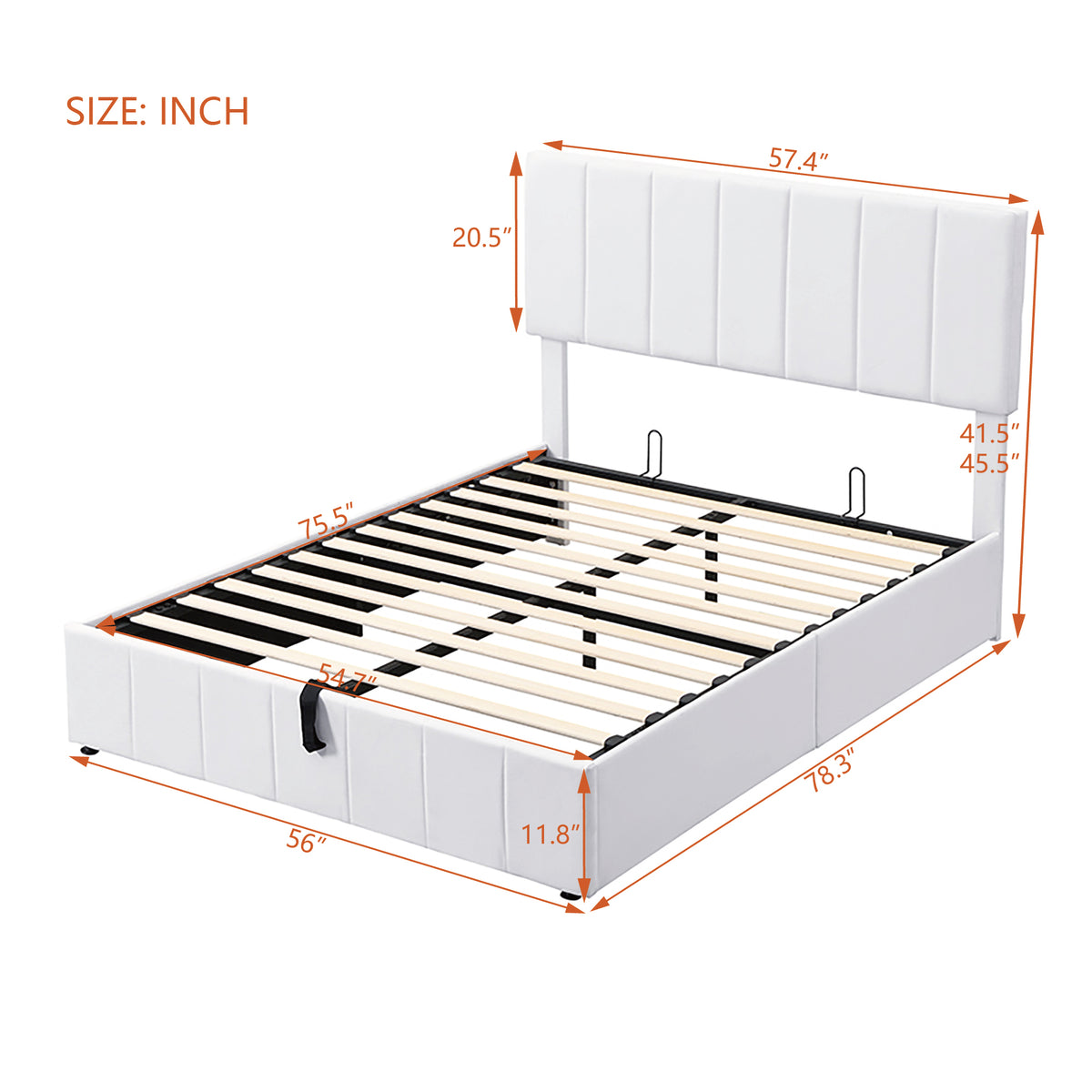 Linen Upholstered Platform Bed with Hydraulic Storage System