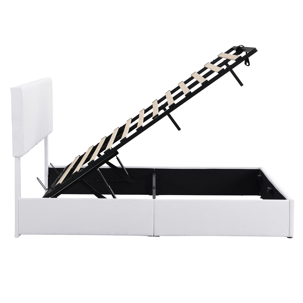 Linen Upholstered Platform Bed with Hydraulic Storage System
