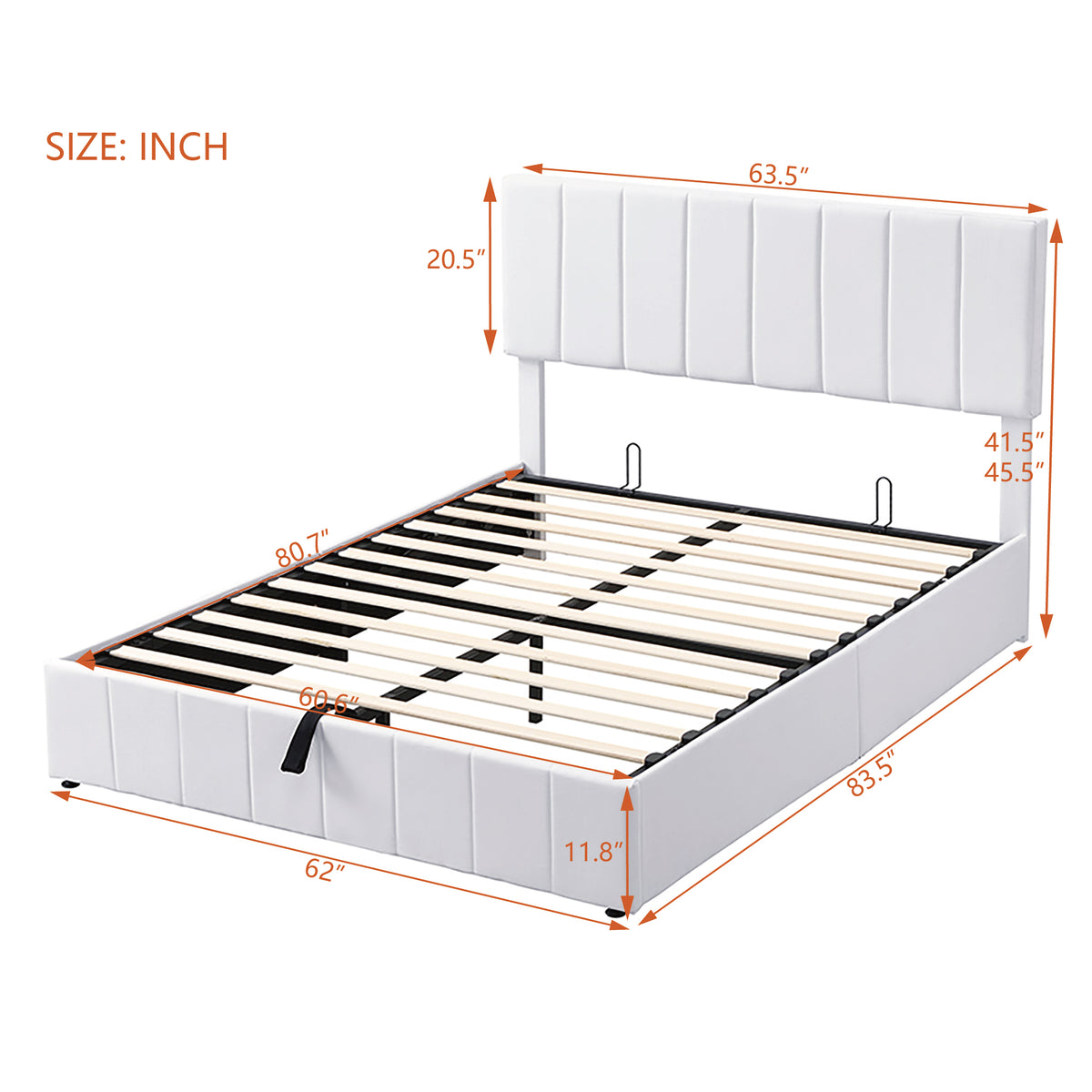Linen Upholstered Platform Bed with Hydraulic Storage System