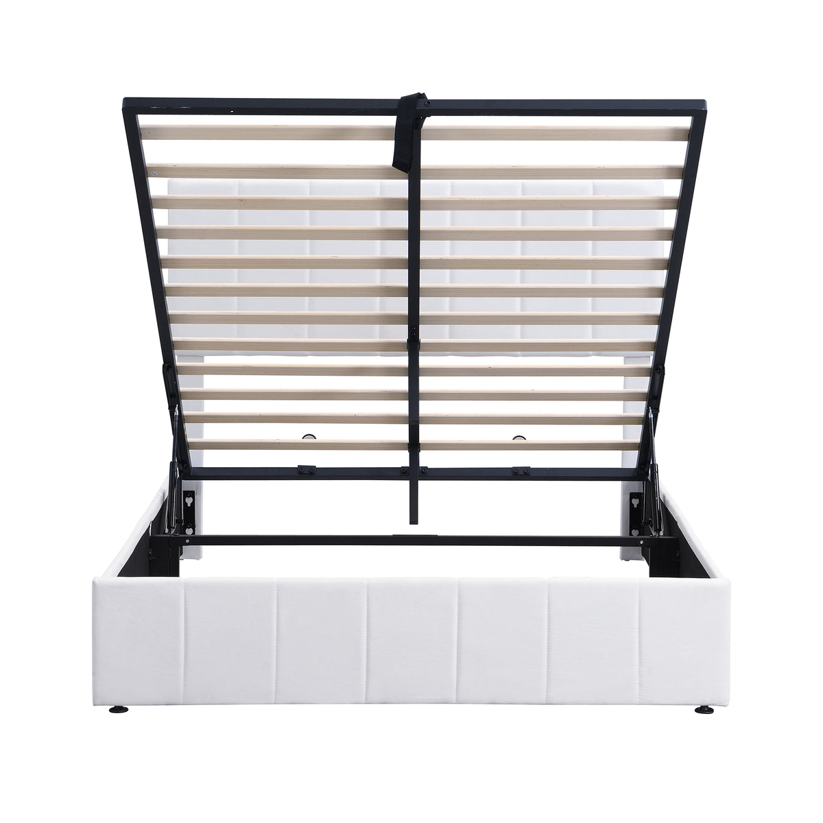 Linen Upholstered Platform Bed with Hydraulic Storage System