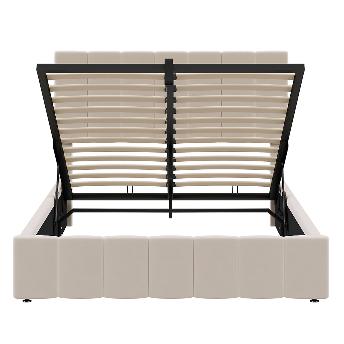 Linen Upholstered Platform Bed with Hydraulic Storage System