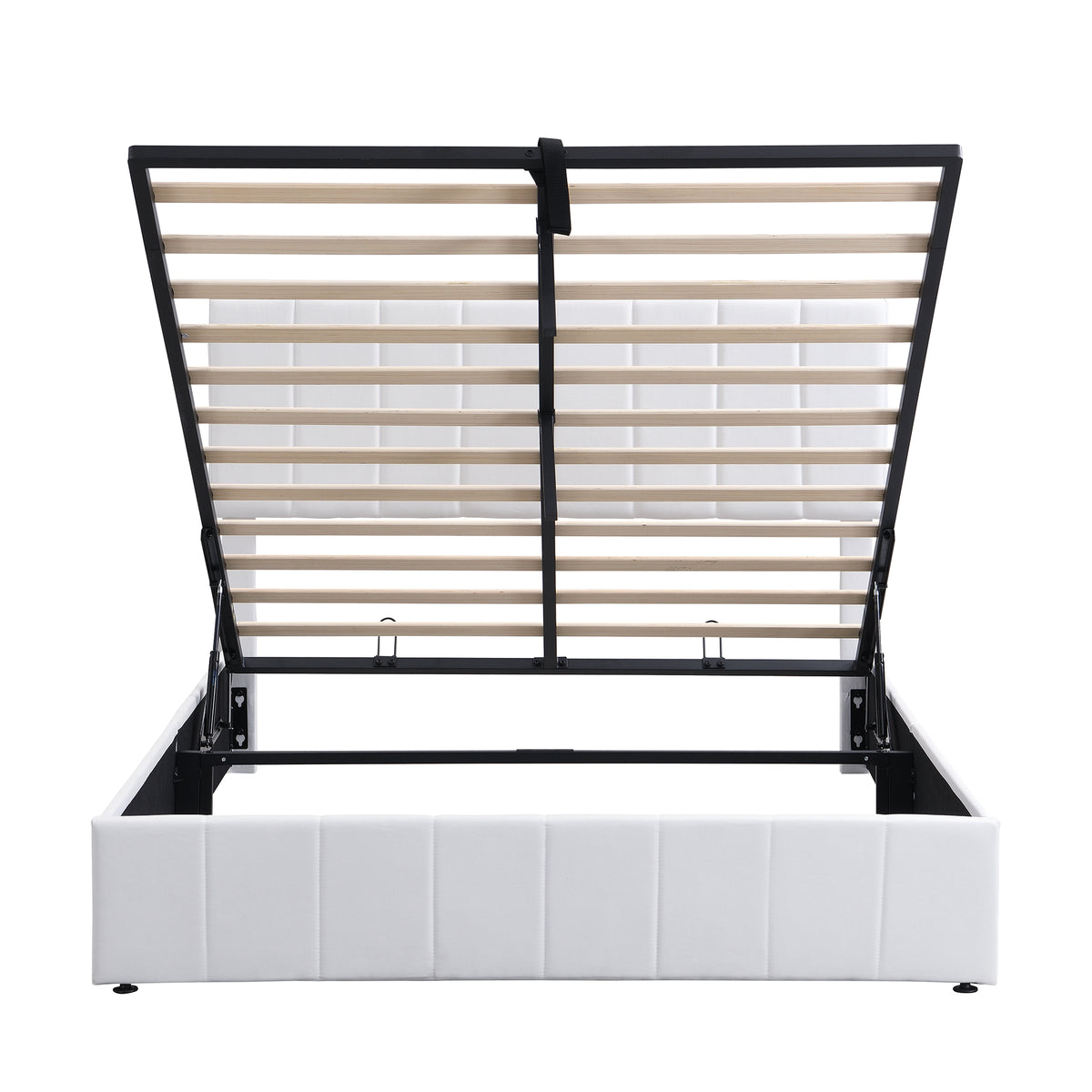 Linen Upholstered Platform Bed with Hydraulic Storage System
