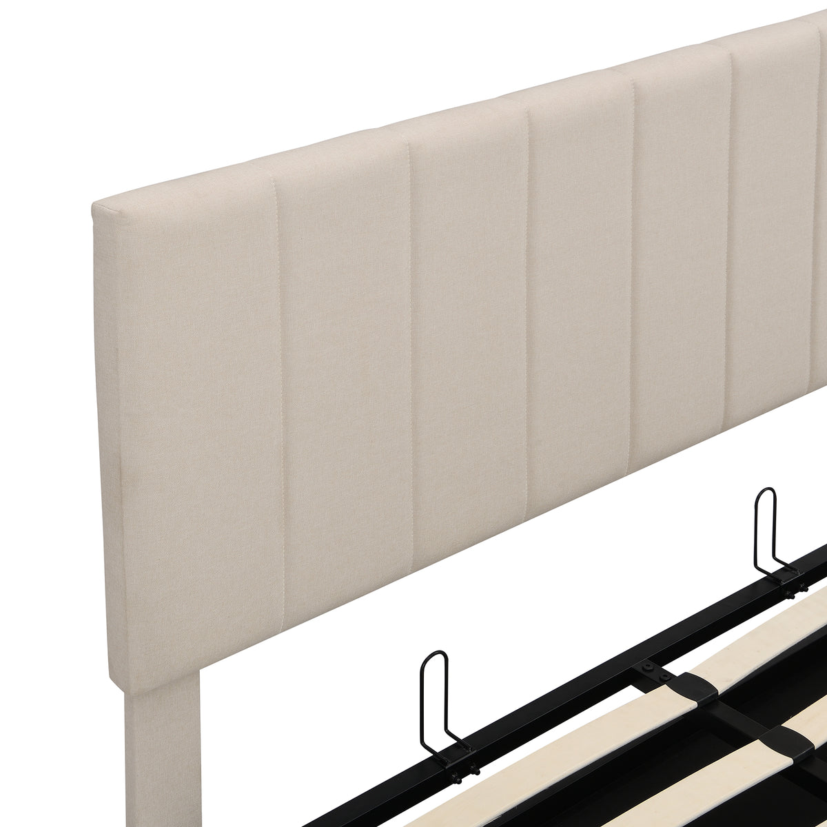 Linen Upholstered Platform Bed with Hydraulic Storage System