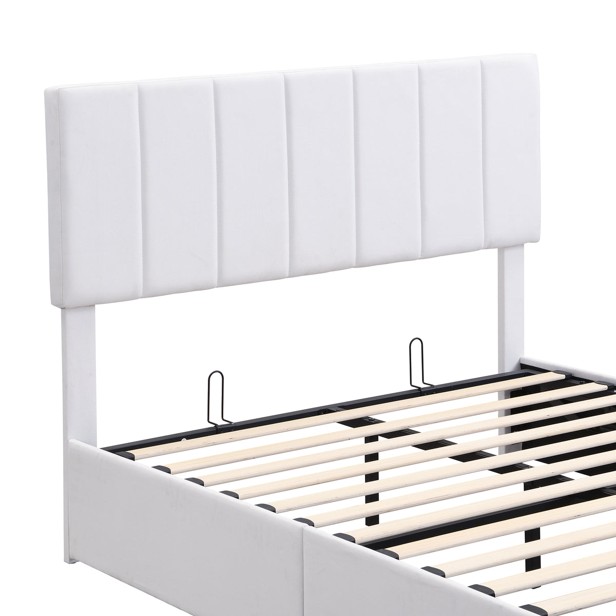 Linen Upholstered Platform Bed with Hydraulic Storage System