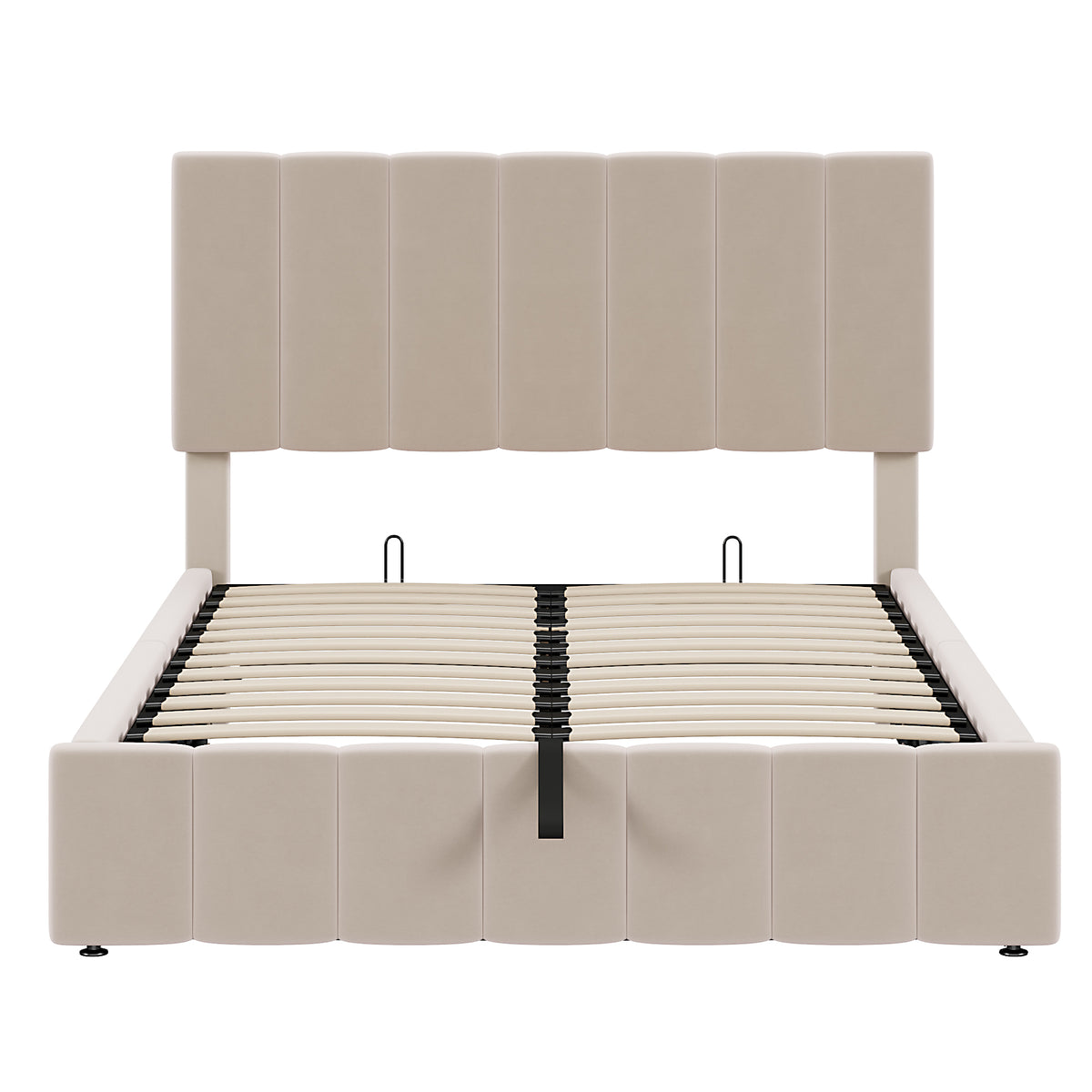 Linen Upholstered Platform Bed with Hydraulic Storage System