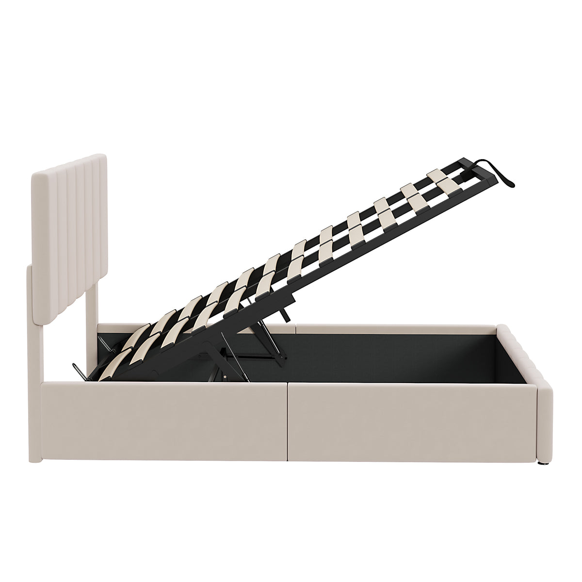 Linen Upholstered Platform Bed with Hydraulic Storage System