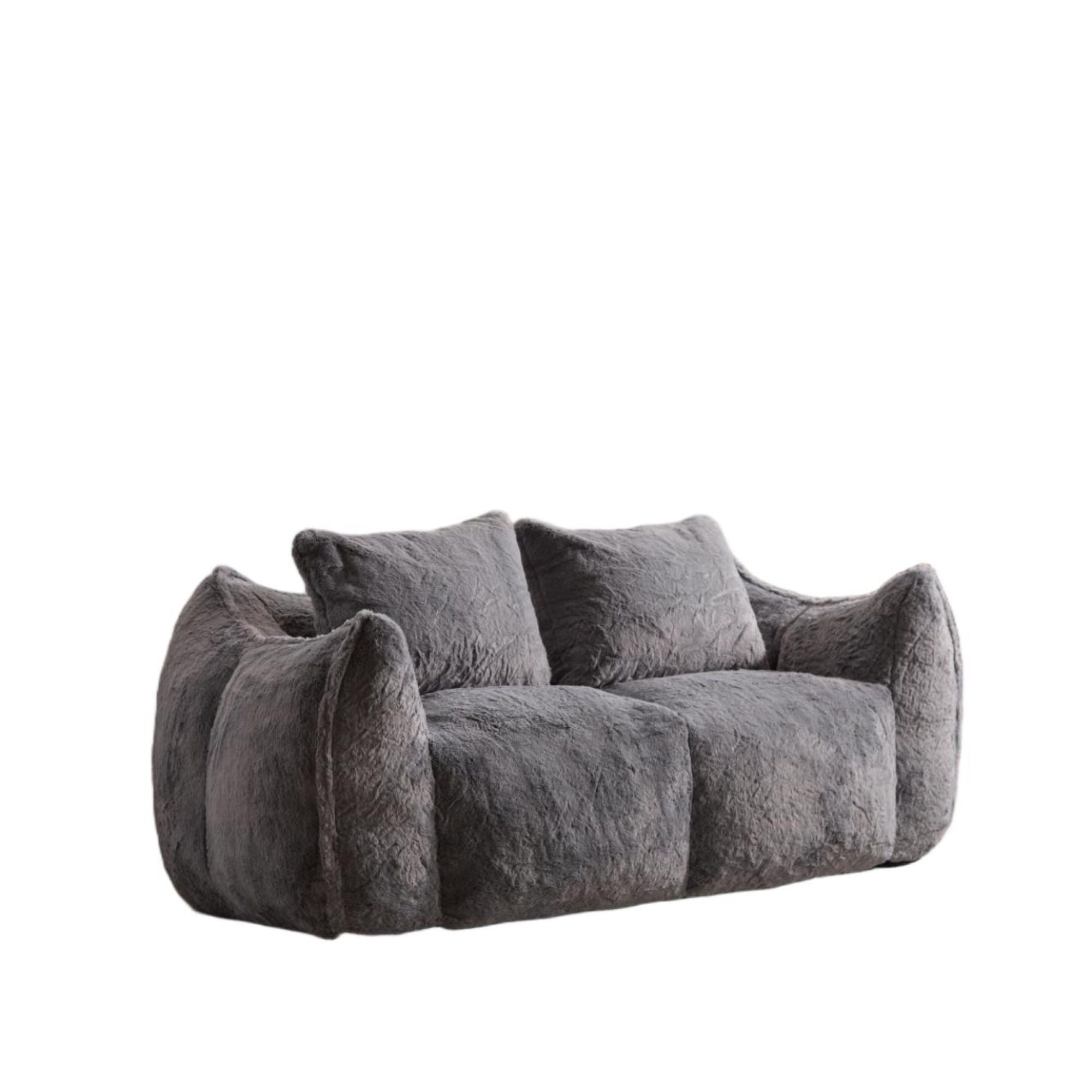 Giant 75" Faux Fur Bean Bag Couch 2 Seater Loveseat Sofa
