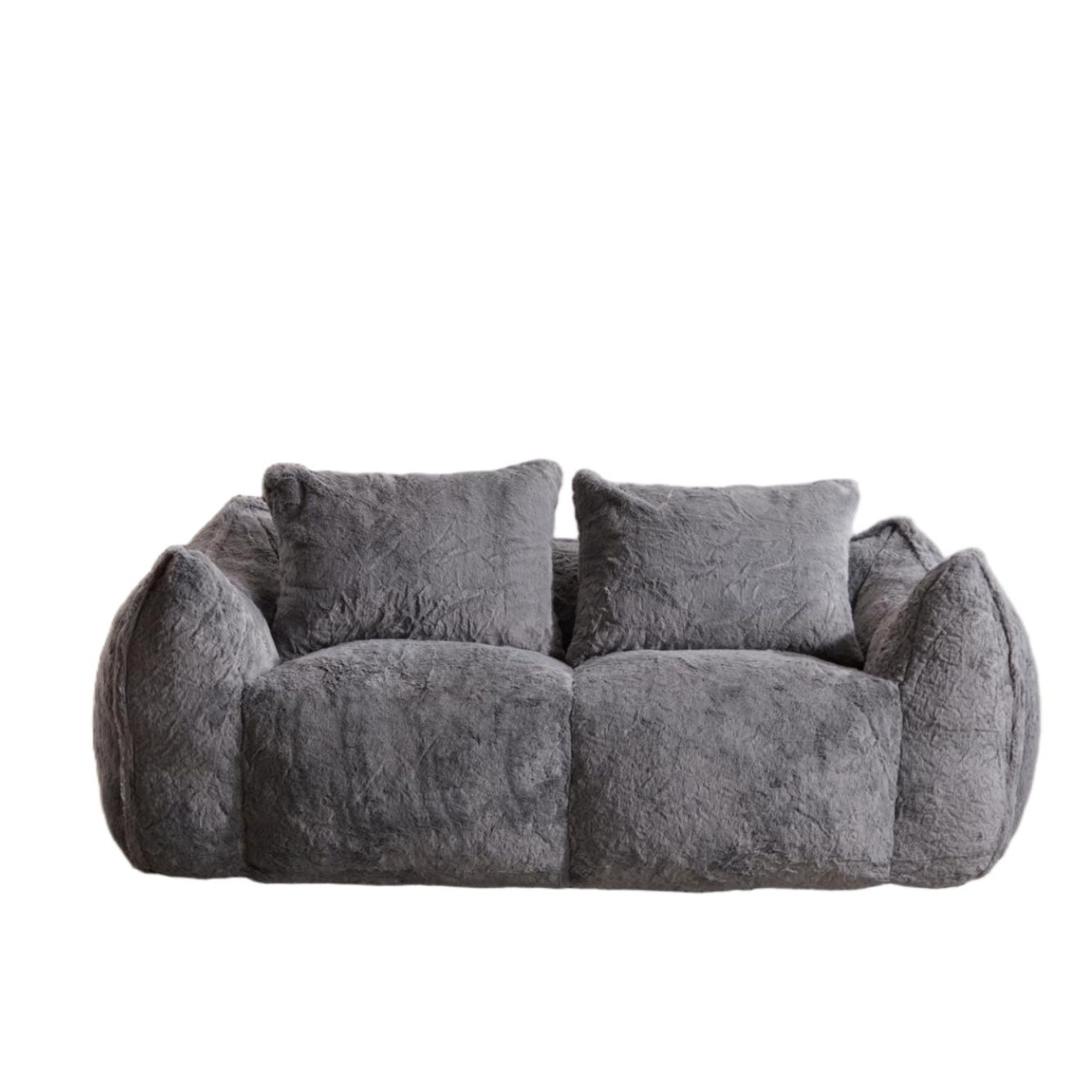 Giant 75" Faux Fur Bean Bag Couch 2 Seater Loveseat Sofa