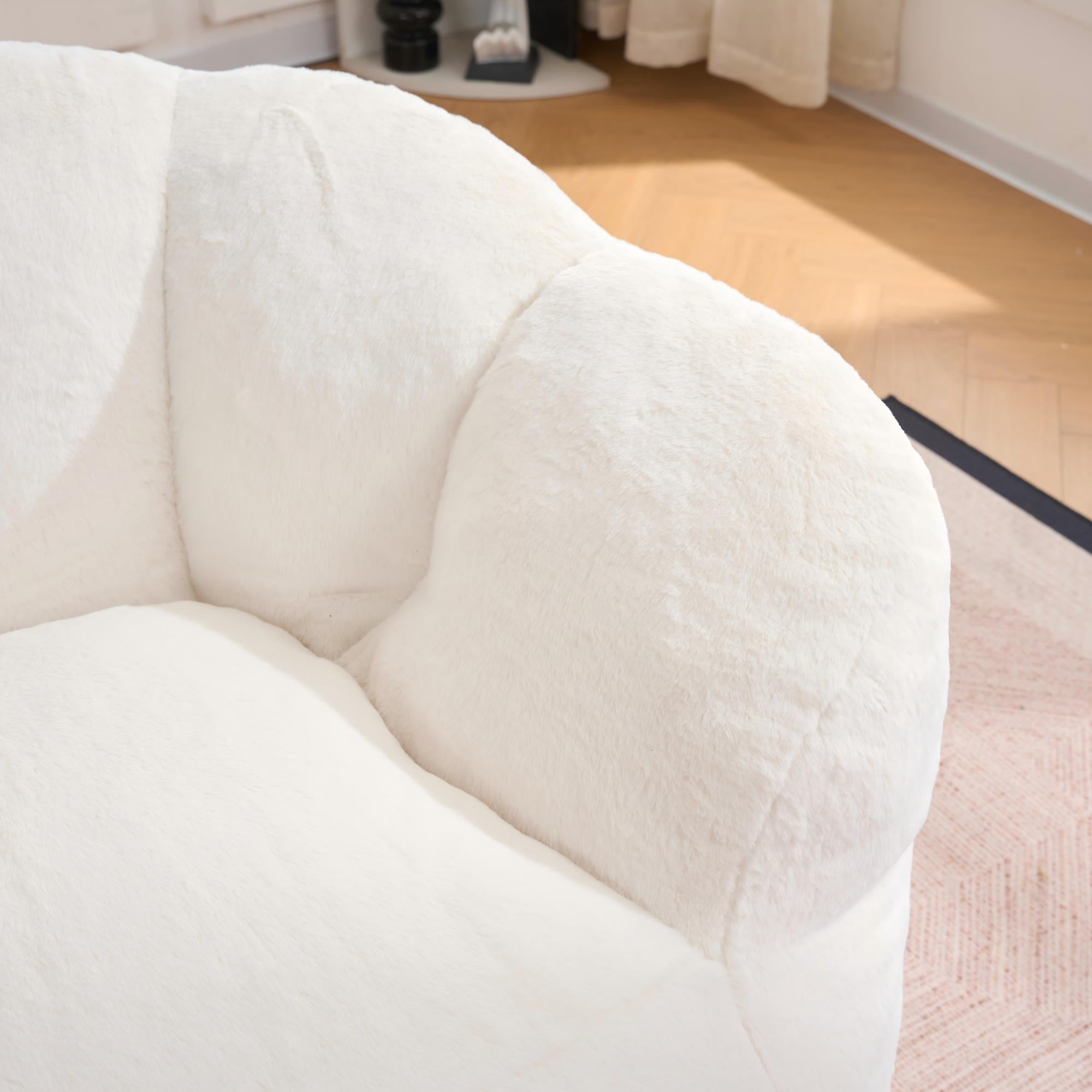 60" Faux Fur Bean Bag Loveseat Floor Lazy Sofa