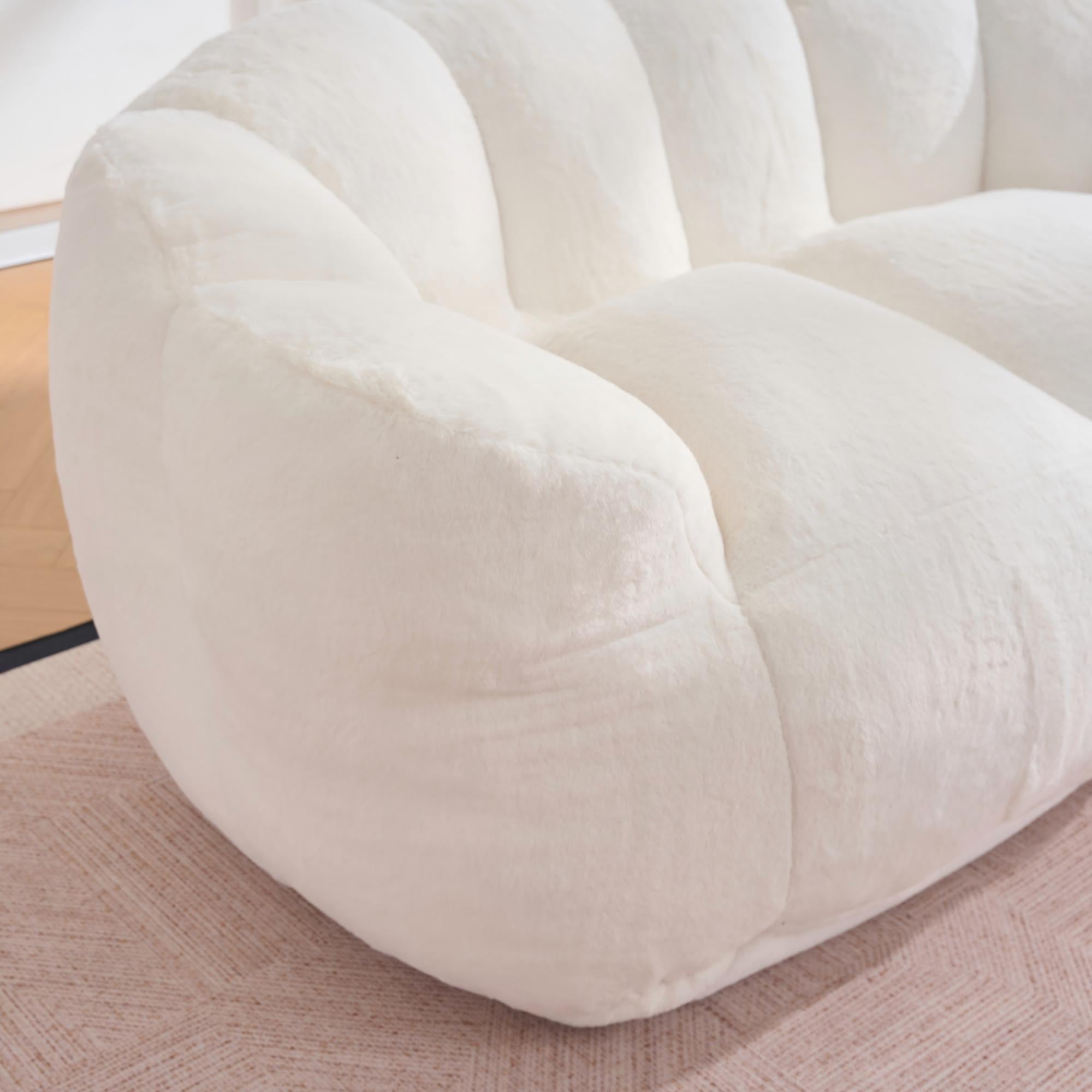 60" Faux Fur Bean Bag Loveseat Floor Lazy Sofa