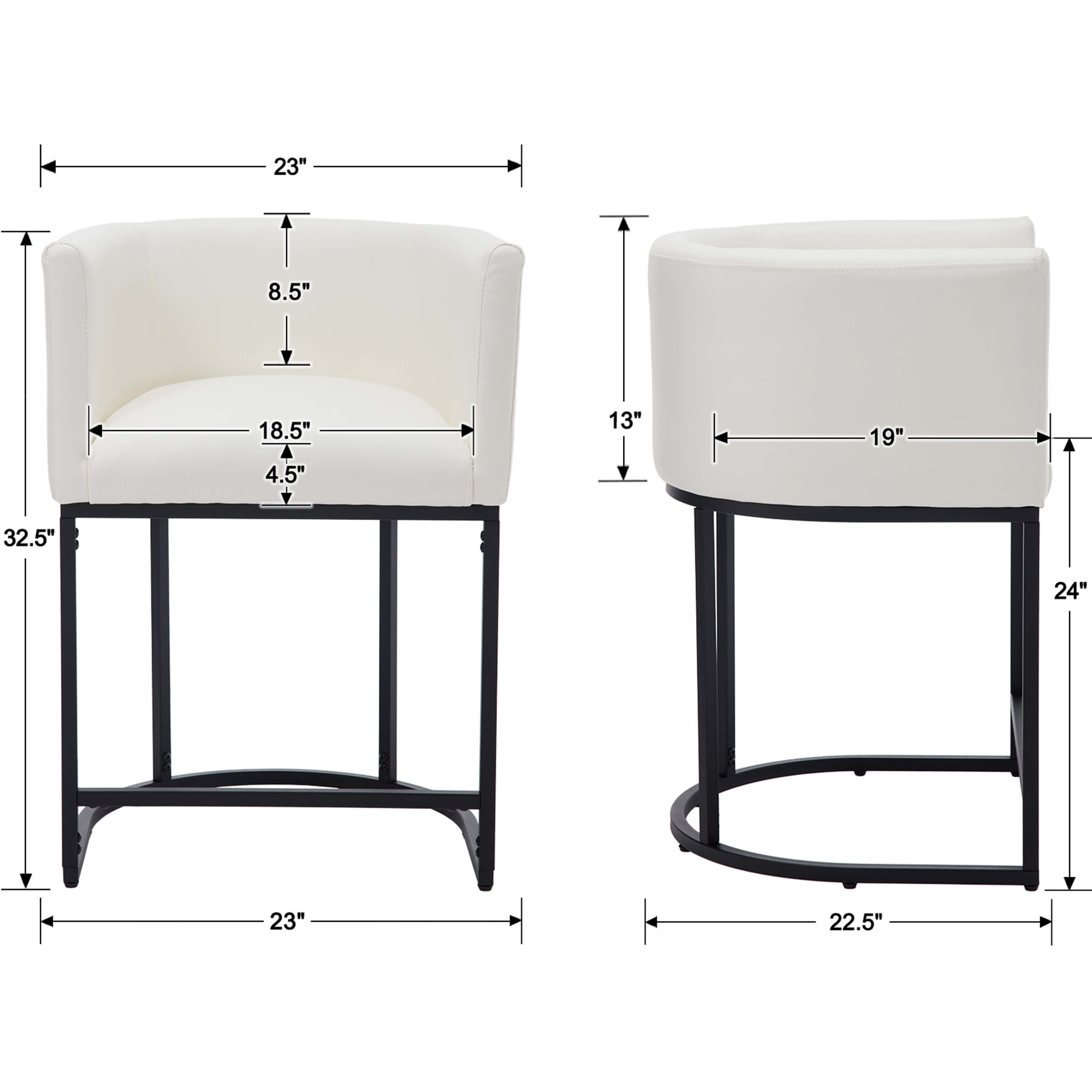 CHICAURA 24"H-32"H Metal Frame Counter Height Bar Stool 1PCS - 5690