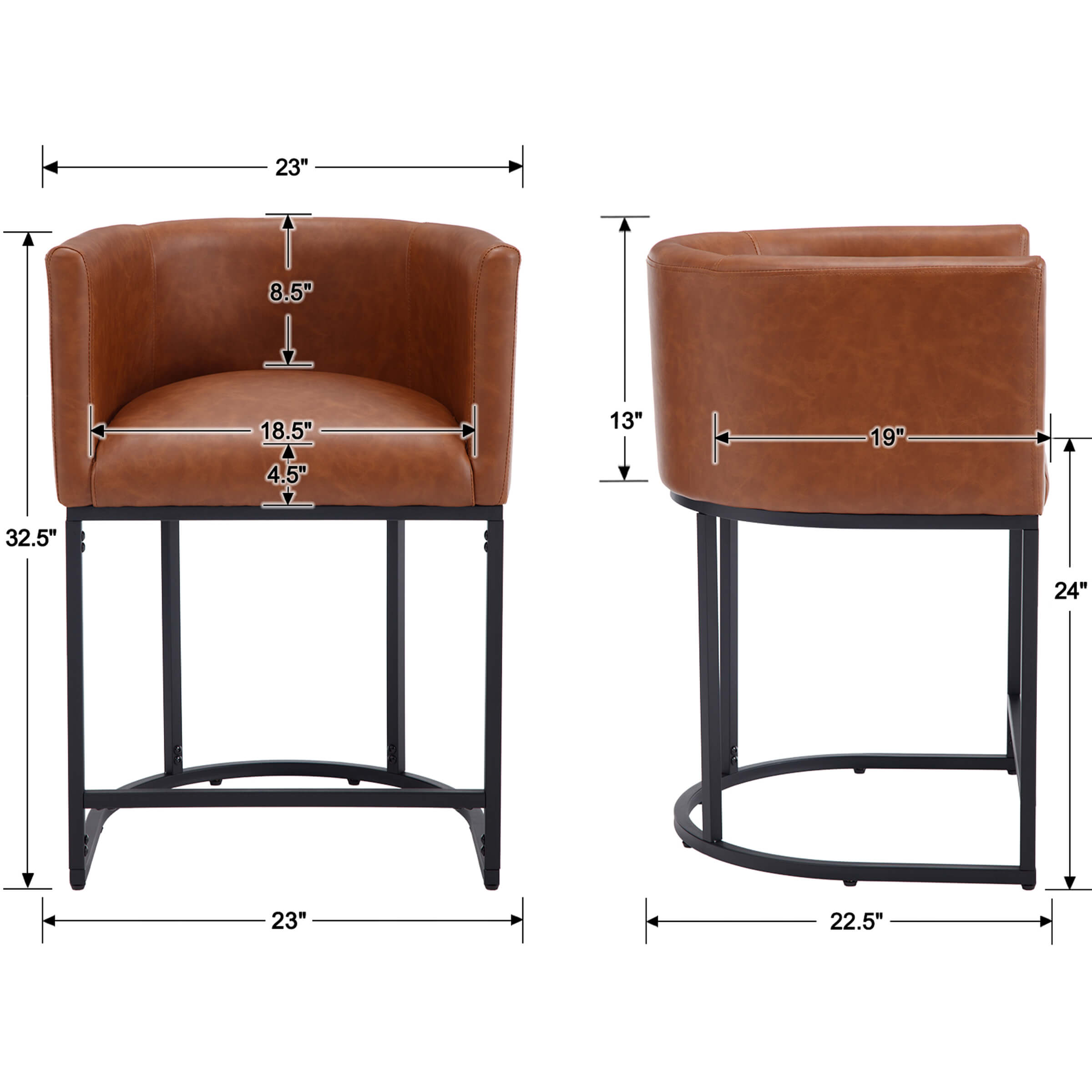 CHICAURA 24"H-32"H Metal Frame Counter Height Bar Stool 1PCS - 5690