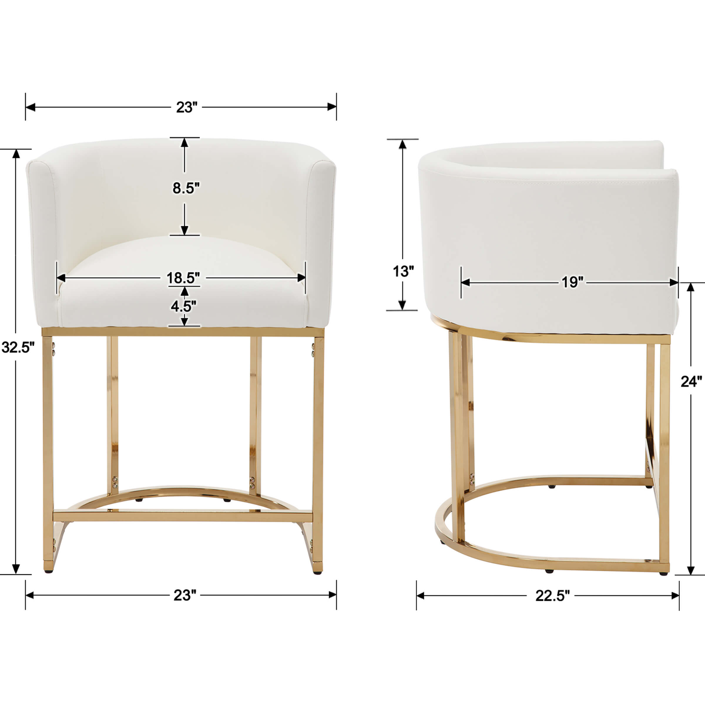 CHICAURA 24"H-32"H Metal Frame Counter Height Bar Stool 1PCS - 5690