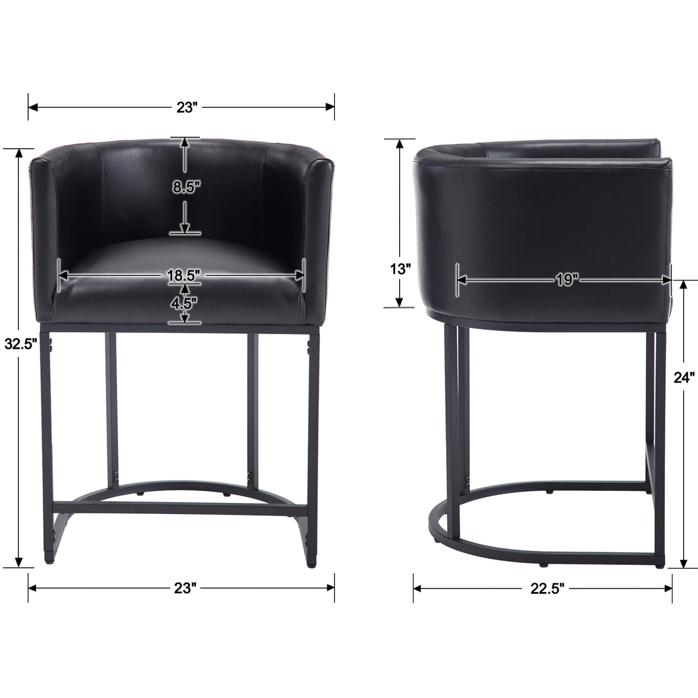 CHICAURA 24"H-32"H Metal Frame Counter Height Bar Stool 1PCS - 5690