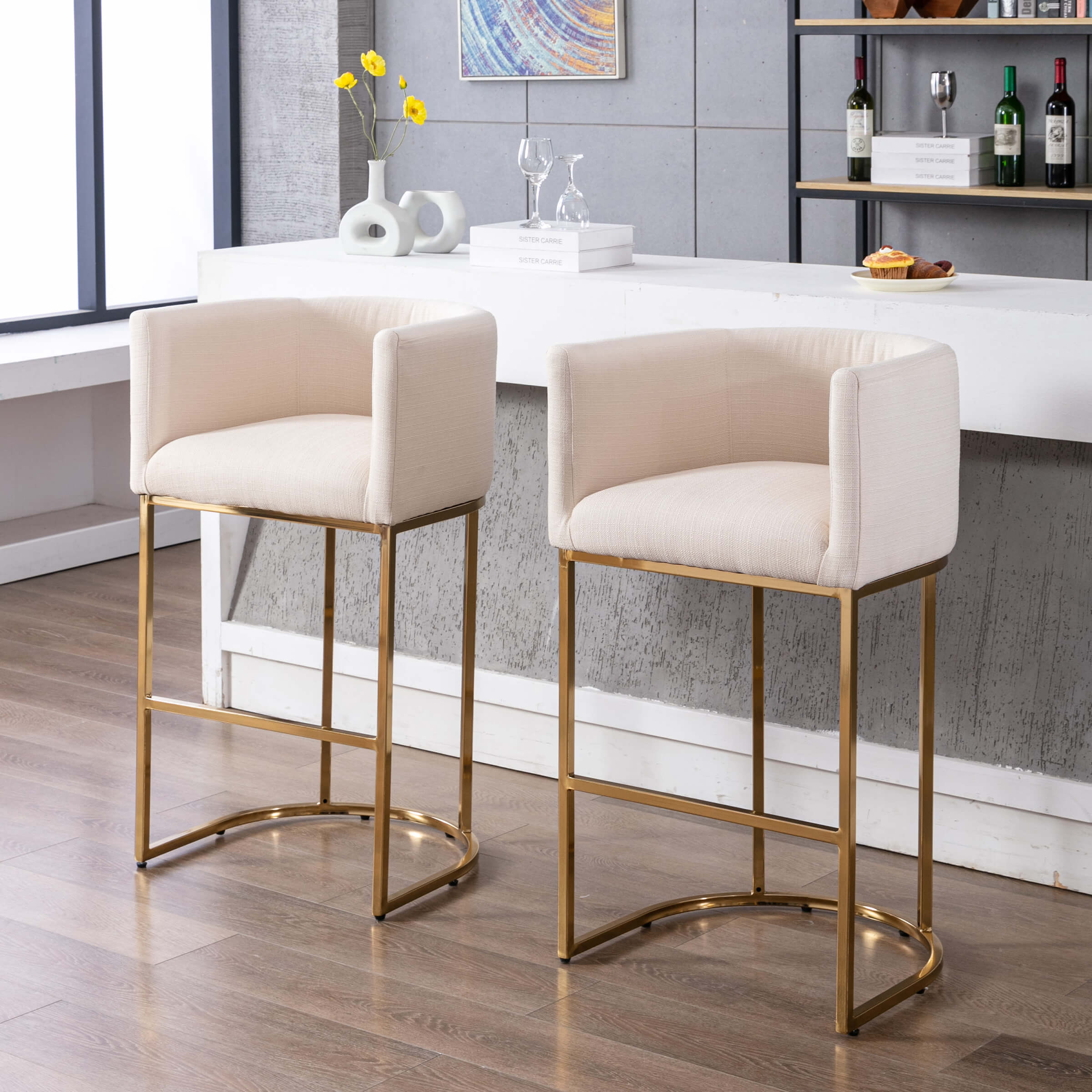 CHICAURA 24"H-32"H Metal Frame Counter Height Bar Stool 1PCS - 5690