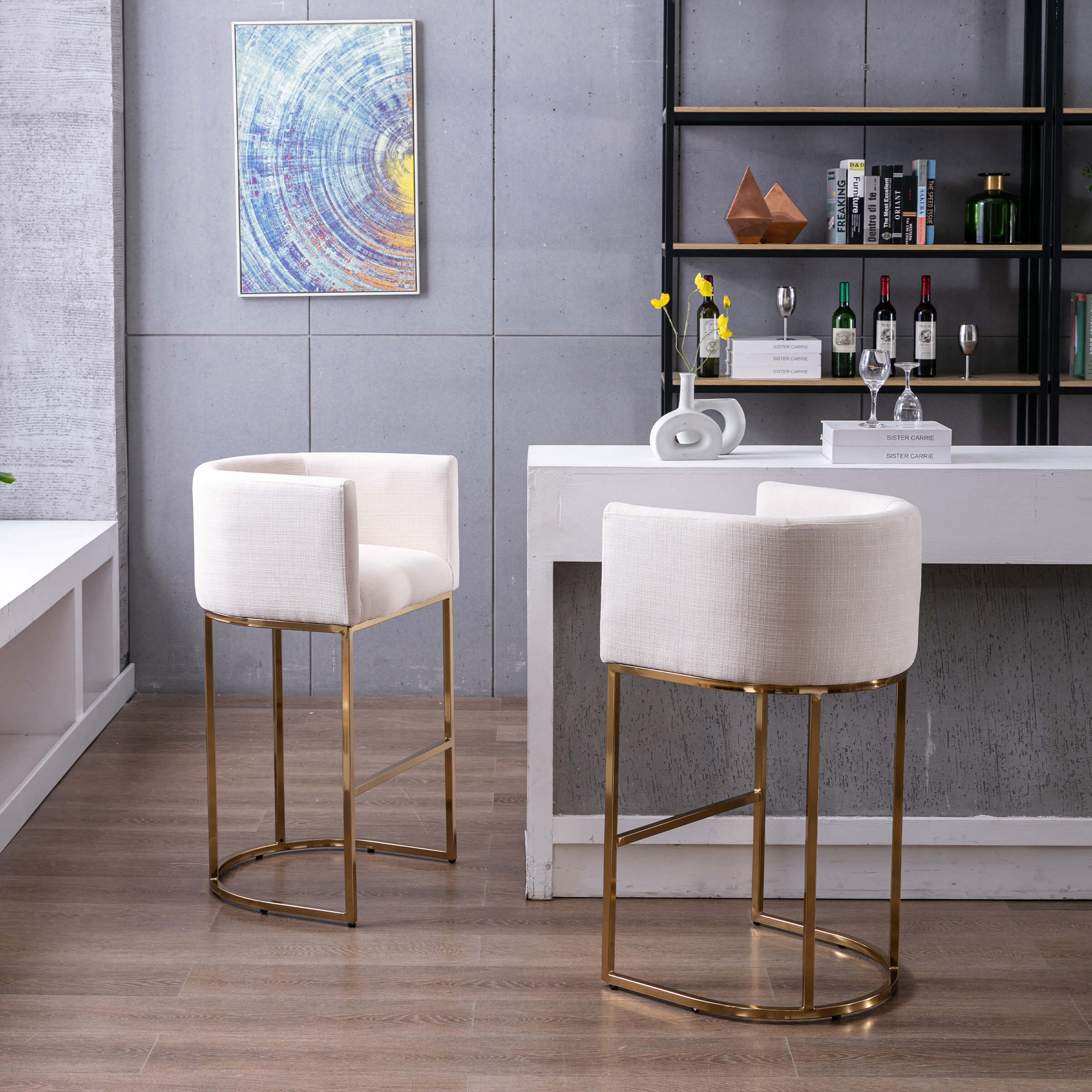 CHICAURA 24"H-32"H Metal Frame Counter Height Bar Stool 1PCS - 5690