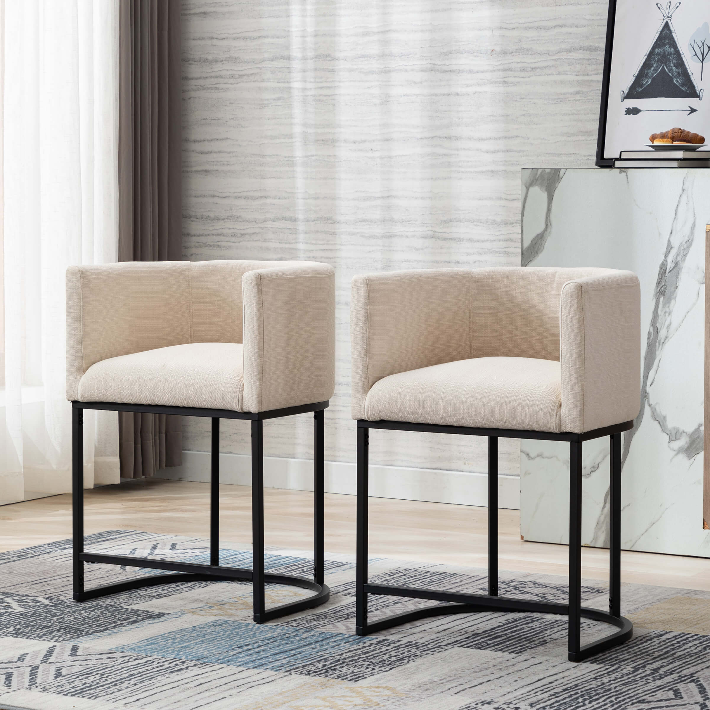 CHICAURA 24"H-32"H Metal Frame Counter Height Bar Stool 1PCS - 5690