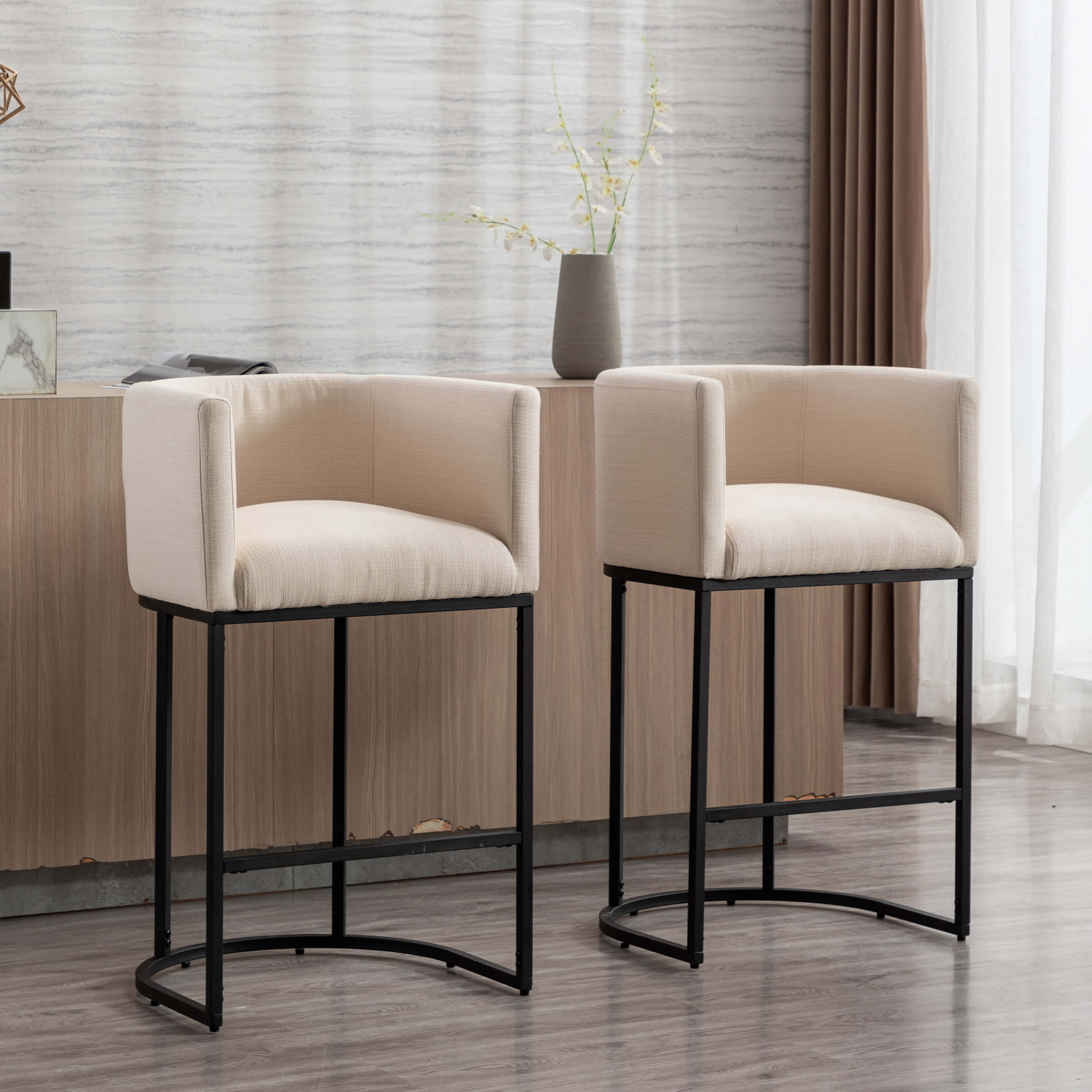 CHICAURA 24"H-32"H Metal Frame Counter Height Bar Stool 1PCS - 5690