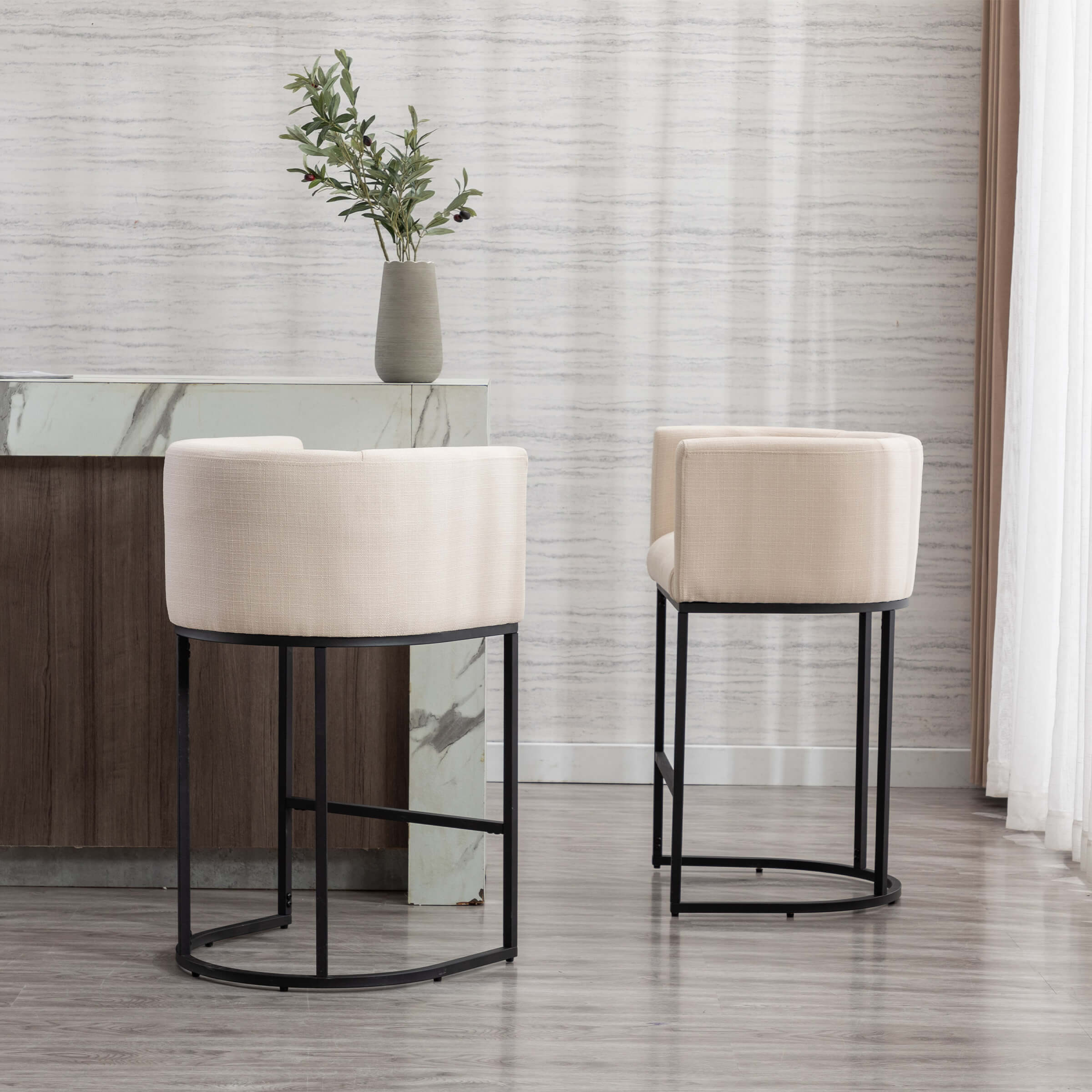 CHICAURA 24"H-32"H Metal Frame Counter Height Bar Stool 1PCS - 5690