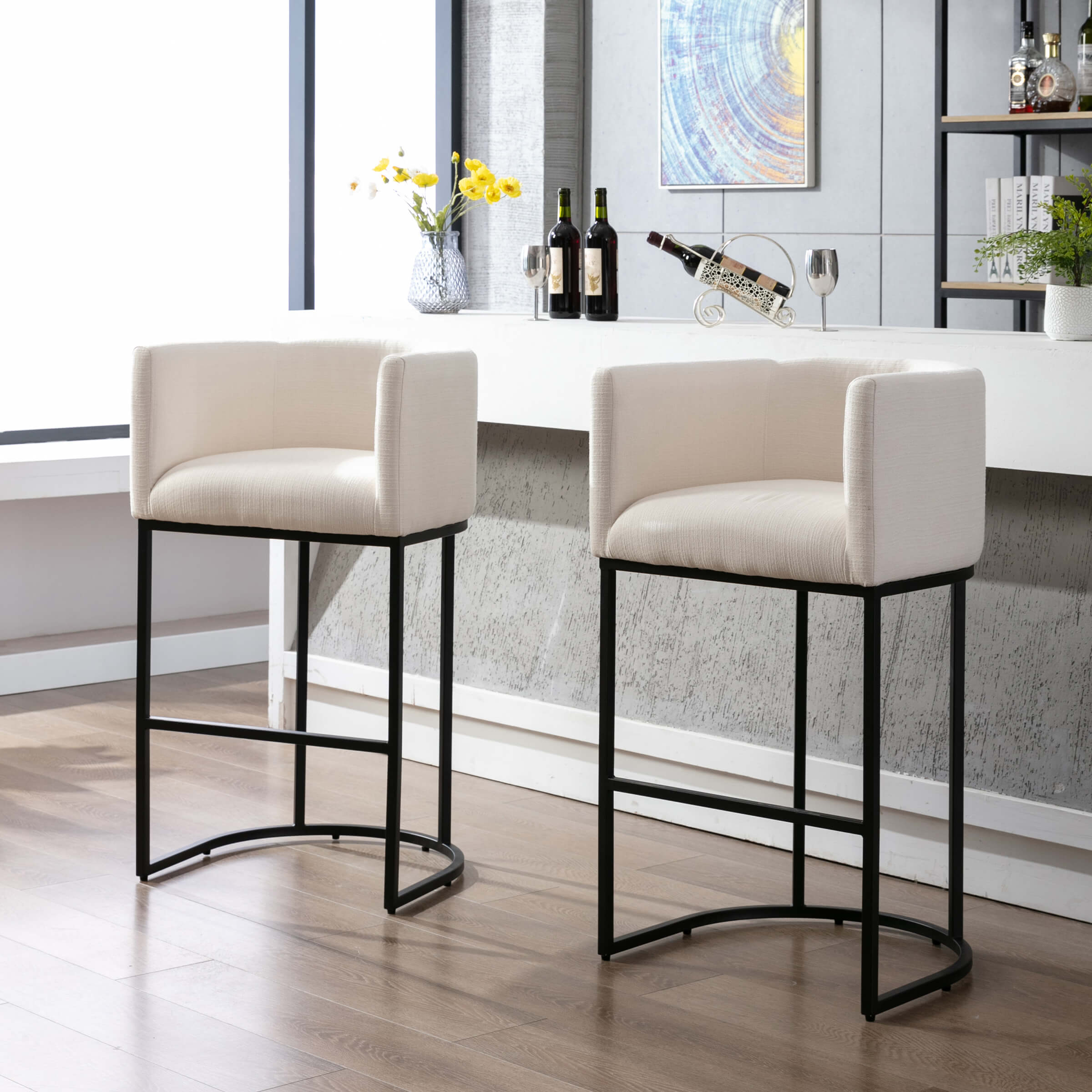 CHICAURA 24"H-32"H Metal Frame Counter Height Bar Stool 1PCS - 5690