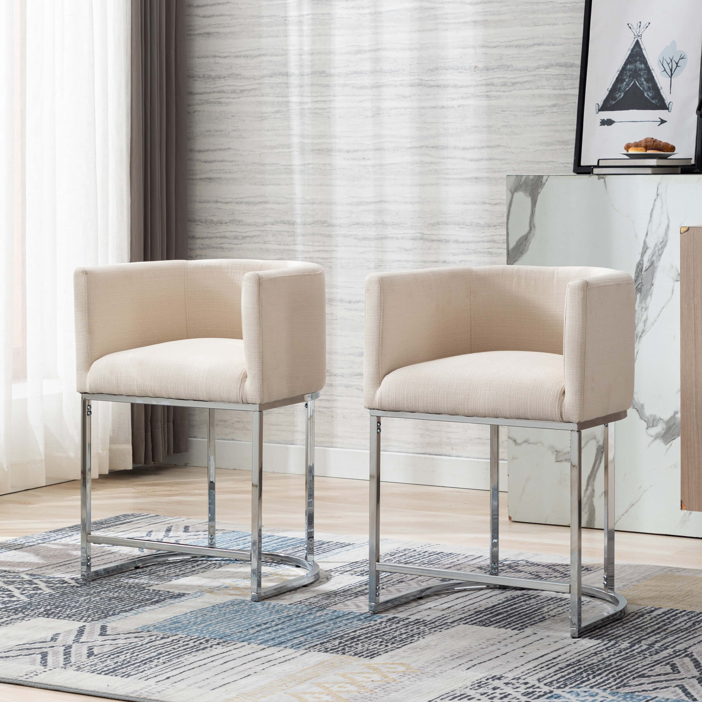 CHICAURA 24"H-32"H Metal Frame Counter Height Bar Stool 1PCS - 5690