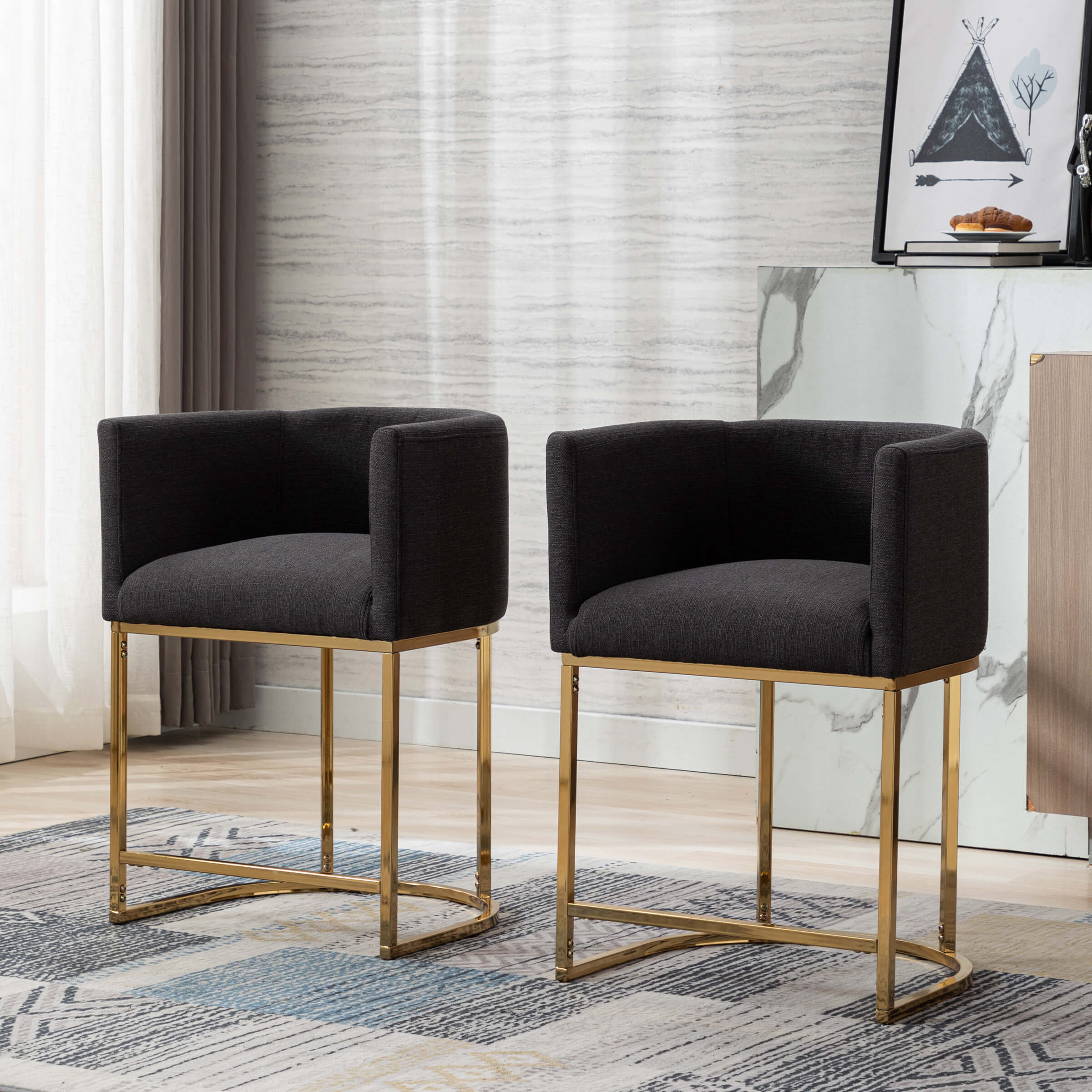 CHICAURA 24"H-32"H Metal Frame Counter Height Bar Stool 1PCS - 5690