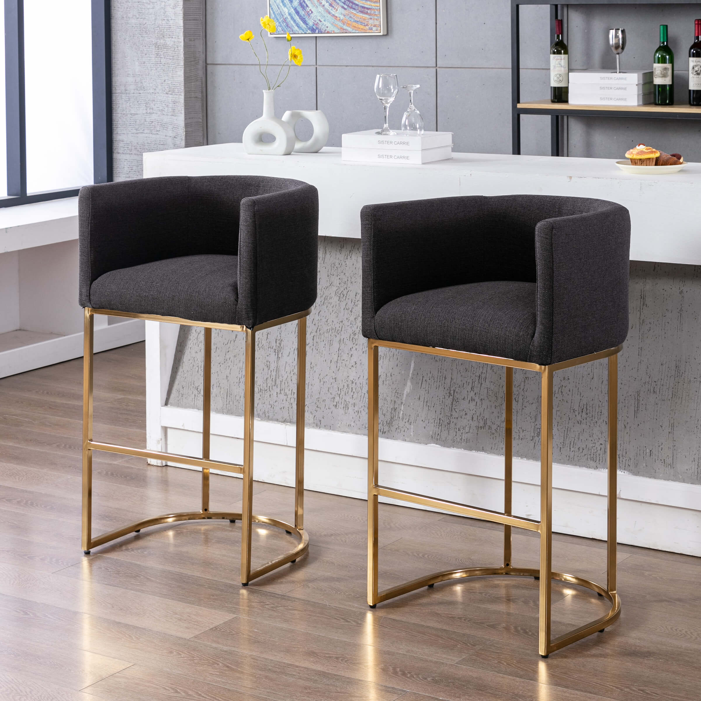 CHICAURA 24"H-32"H Metal Frame Counter Height Bar Stool 1PCS - 5690