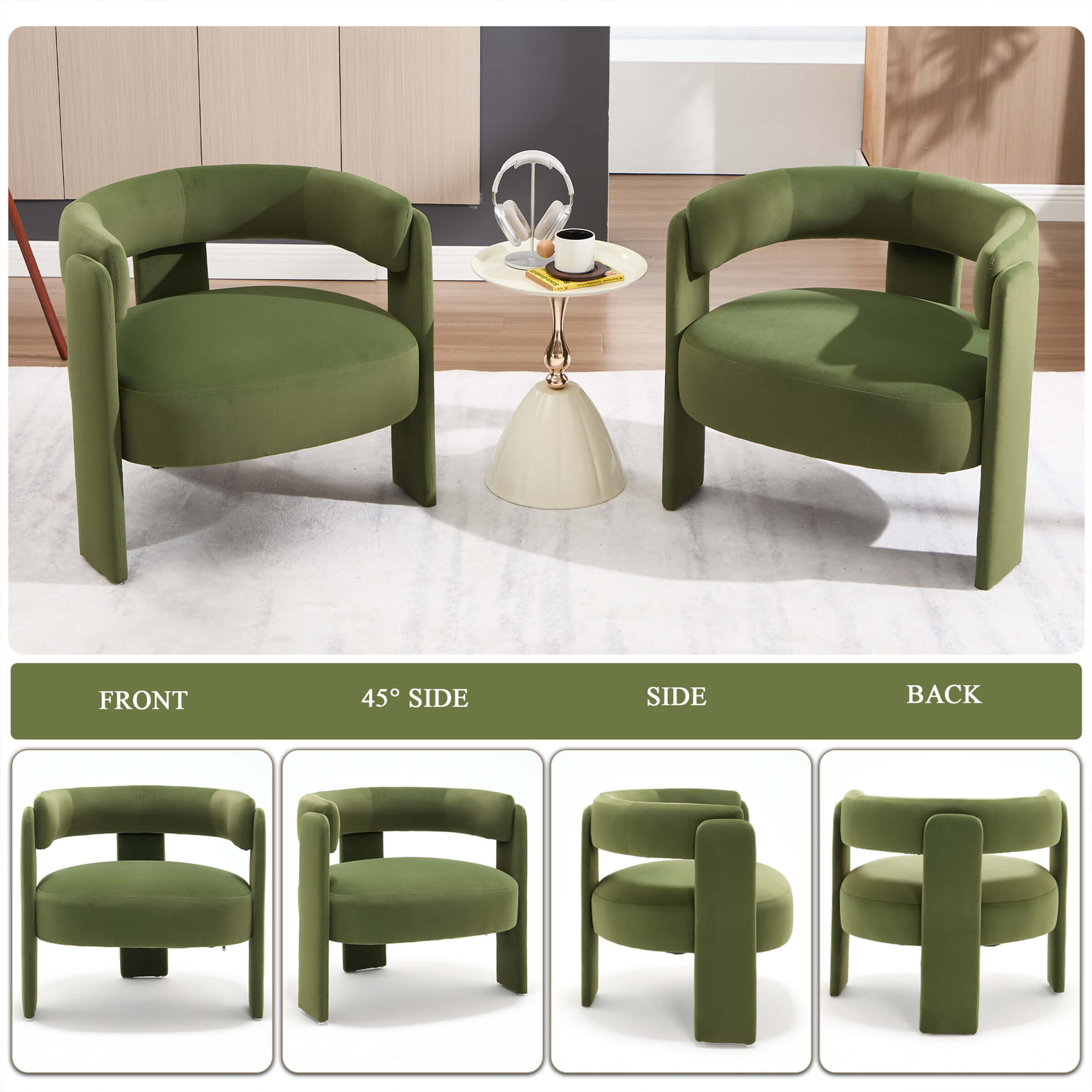 Mid-Century Modern Barrel Velvet Accent Chair