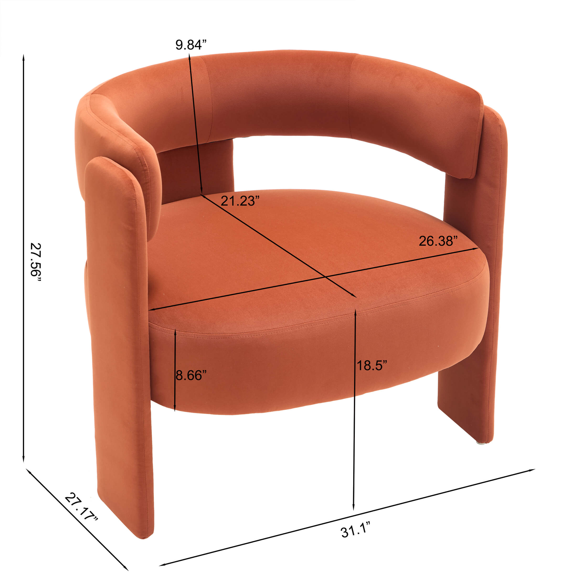 Mid-Century Modern Barrel Velvet Accent Chair