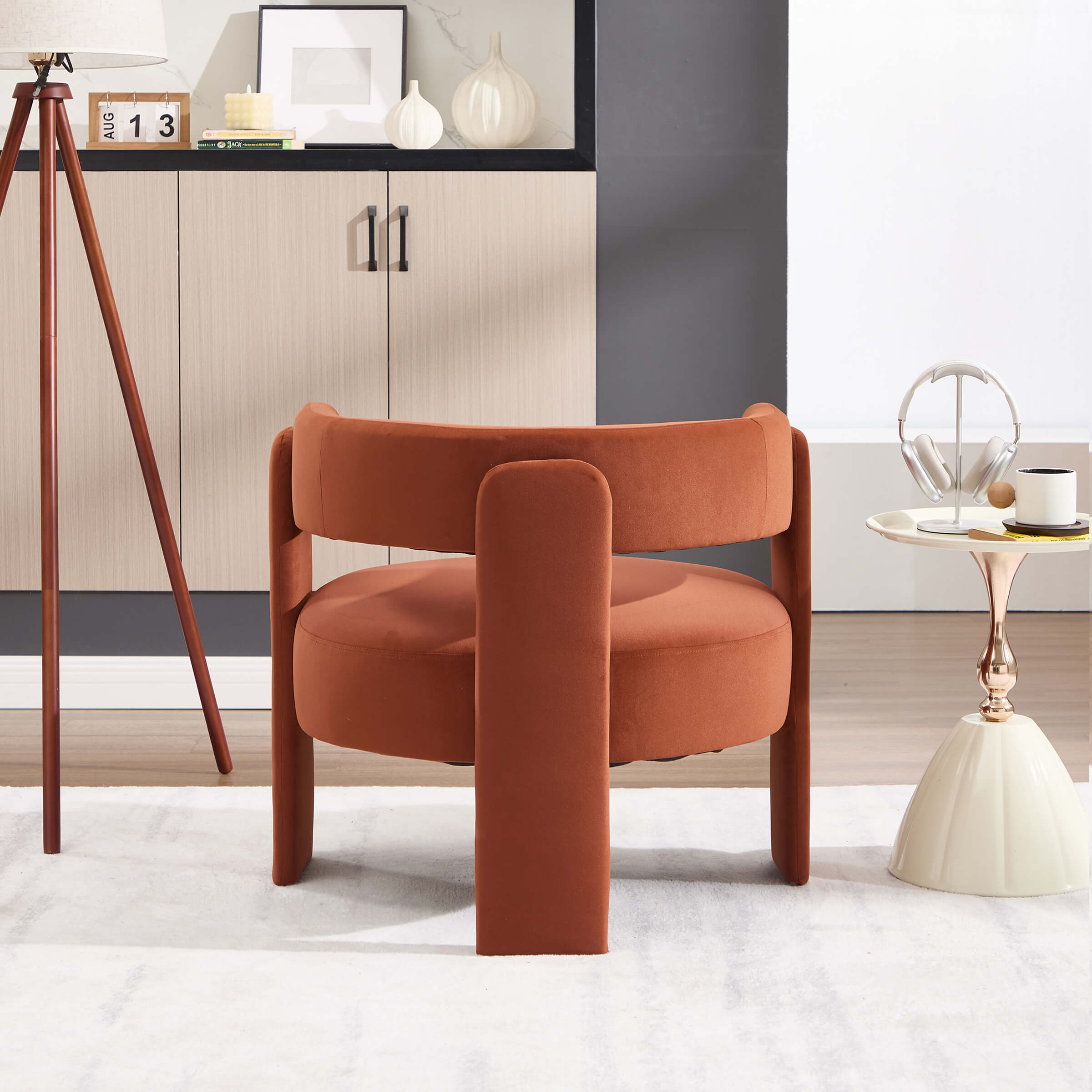 Mid-Century Modern Barrel Velvet Accent Chair