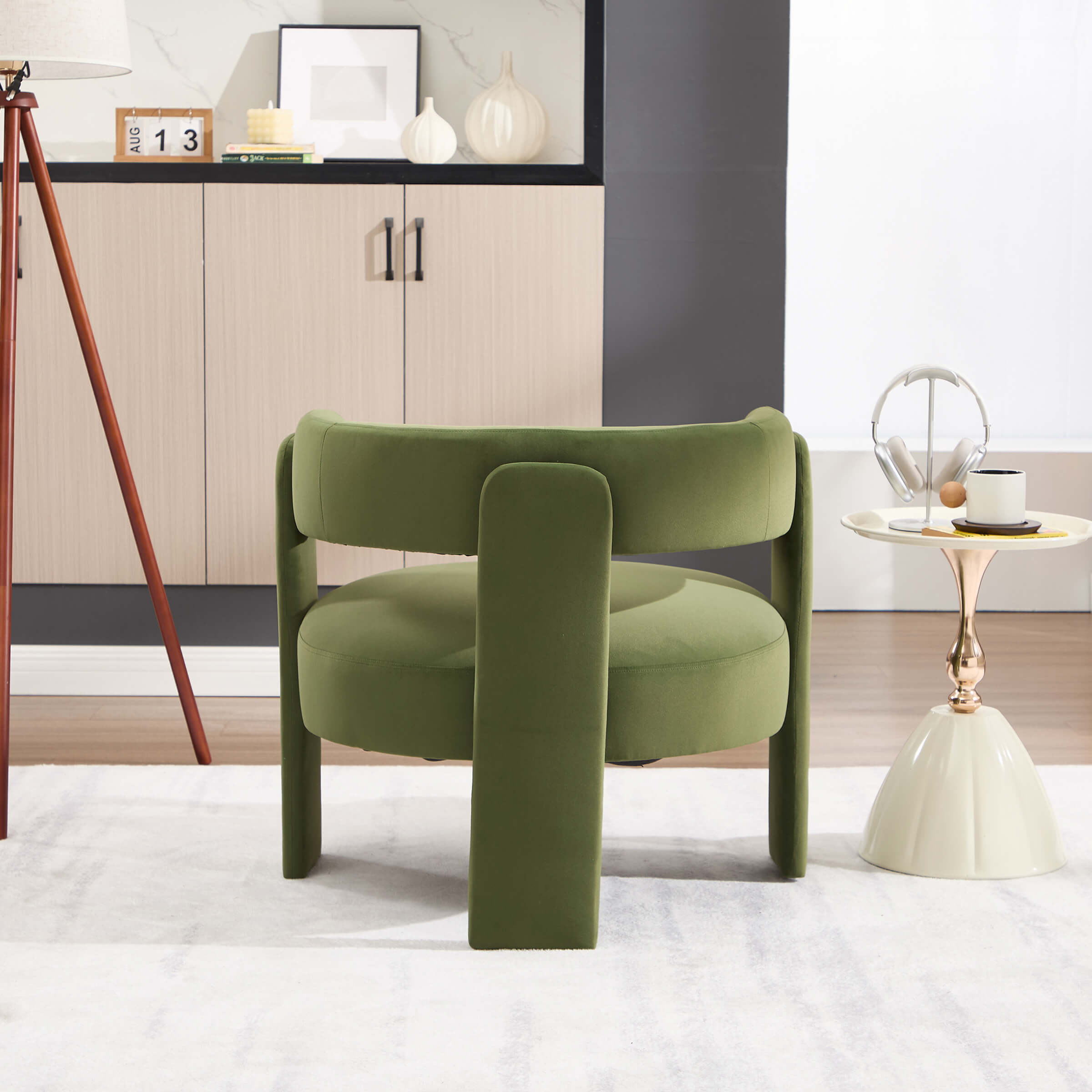Mid-Century Modern Barrel Velvet Accent Chair
