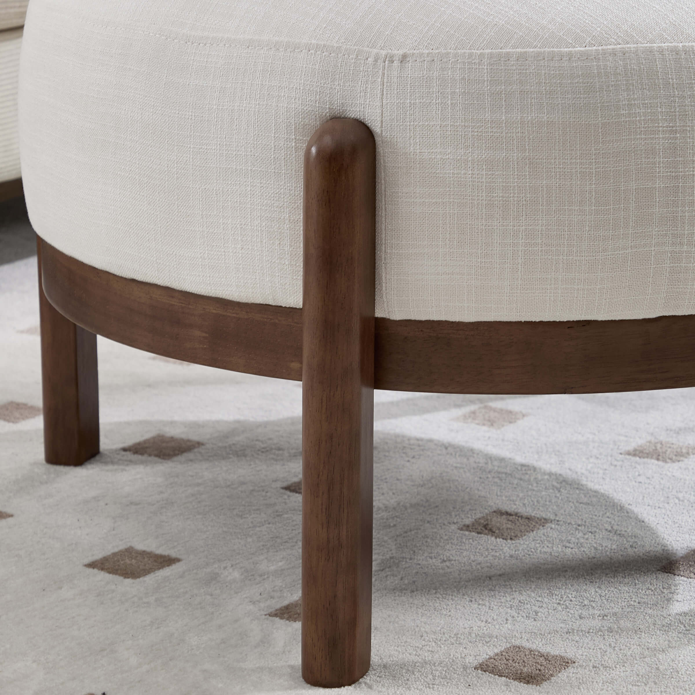 Modern Soft Ottoman with Wood Legs - 2673OT