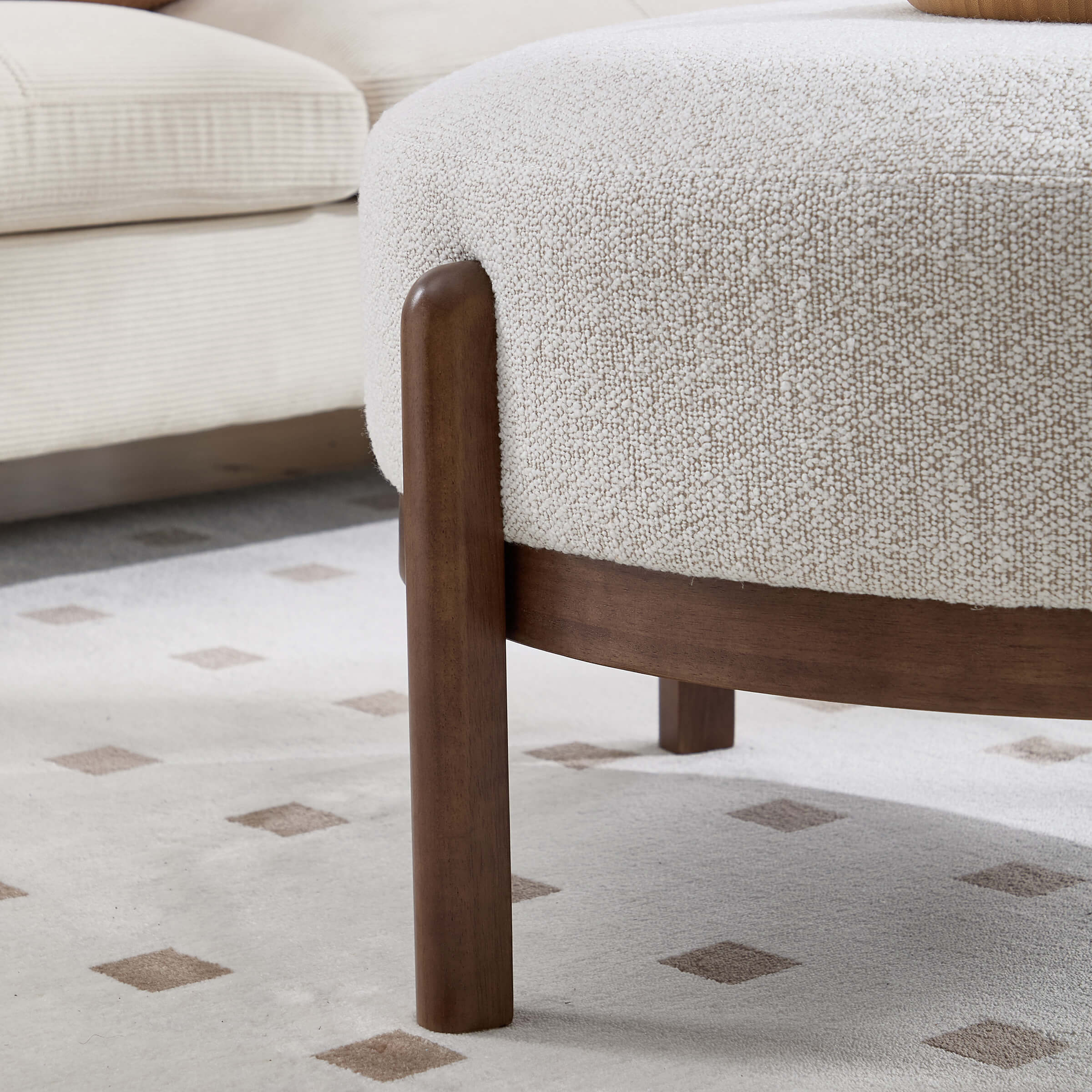 Modern Soft Ottoman with Wood Legs - 2673OT