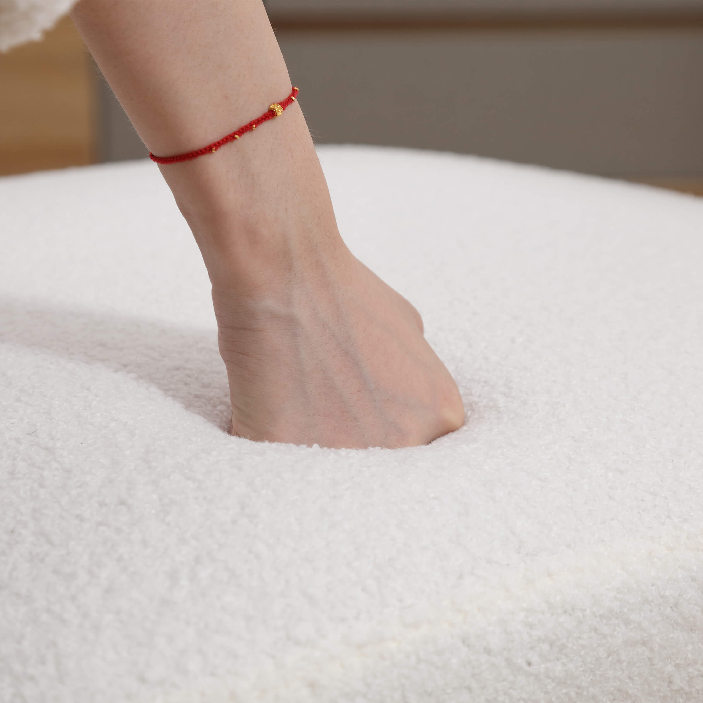 White upholstery being pressed