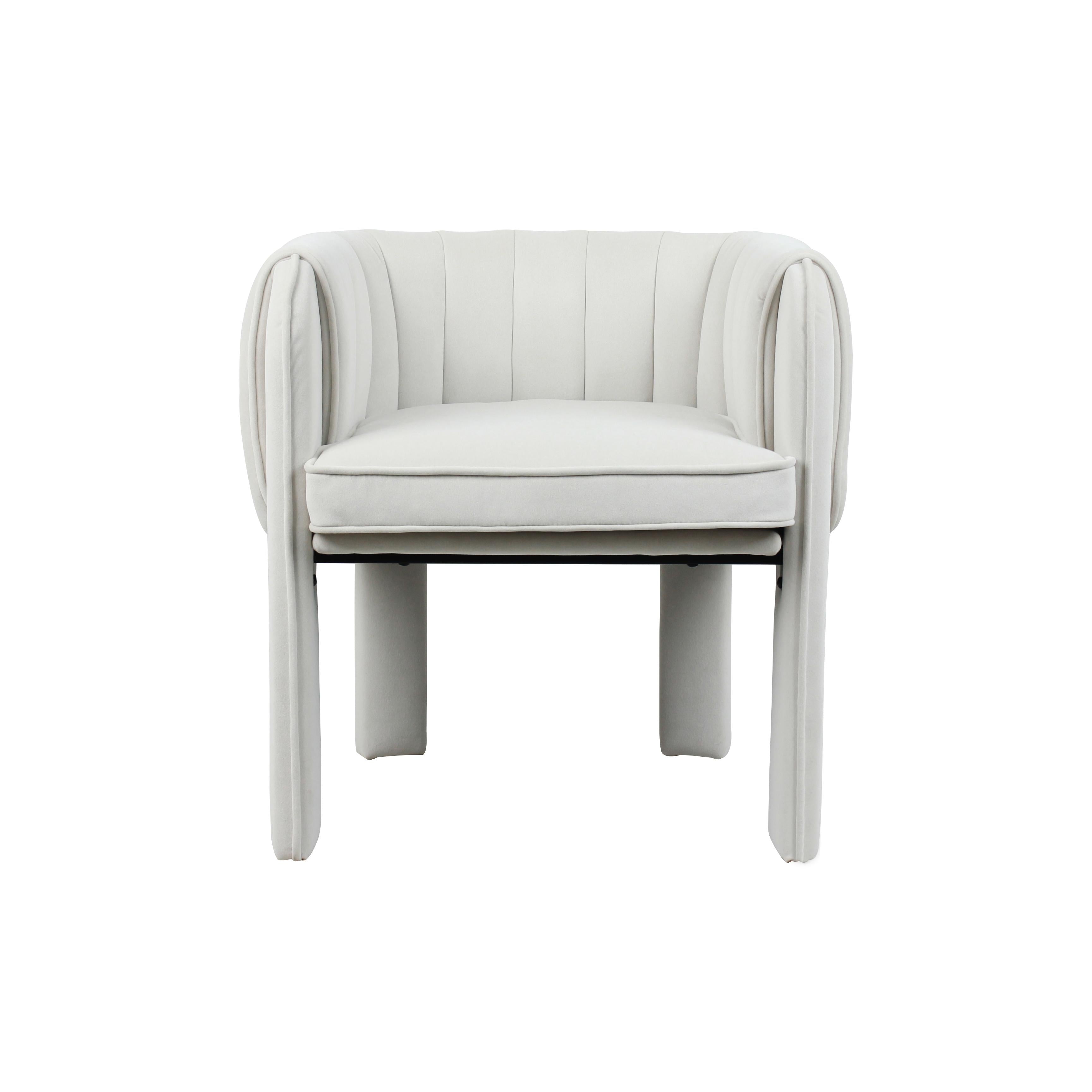 Modern Channel Tufted Velvet Accent Chair with Wrapped Legs