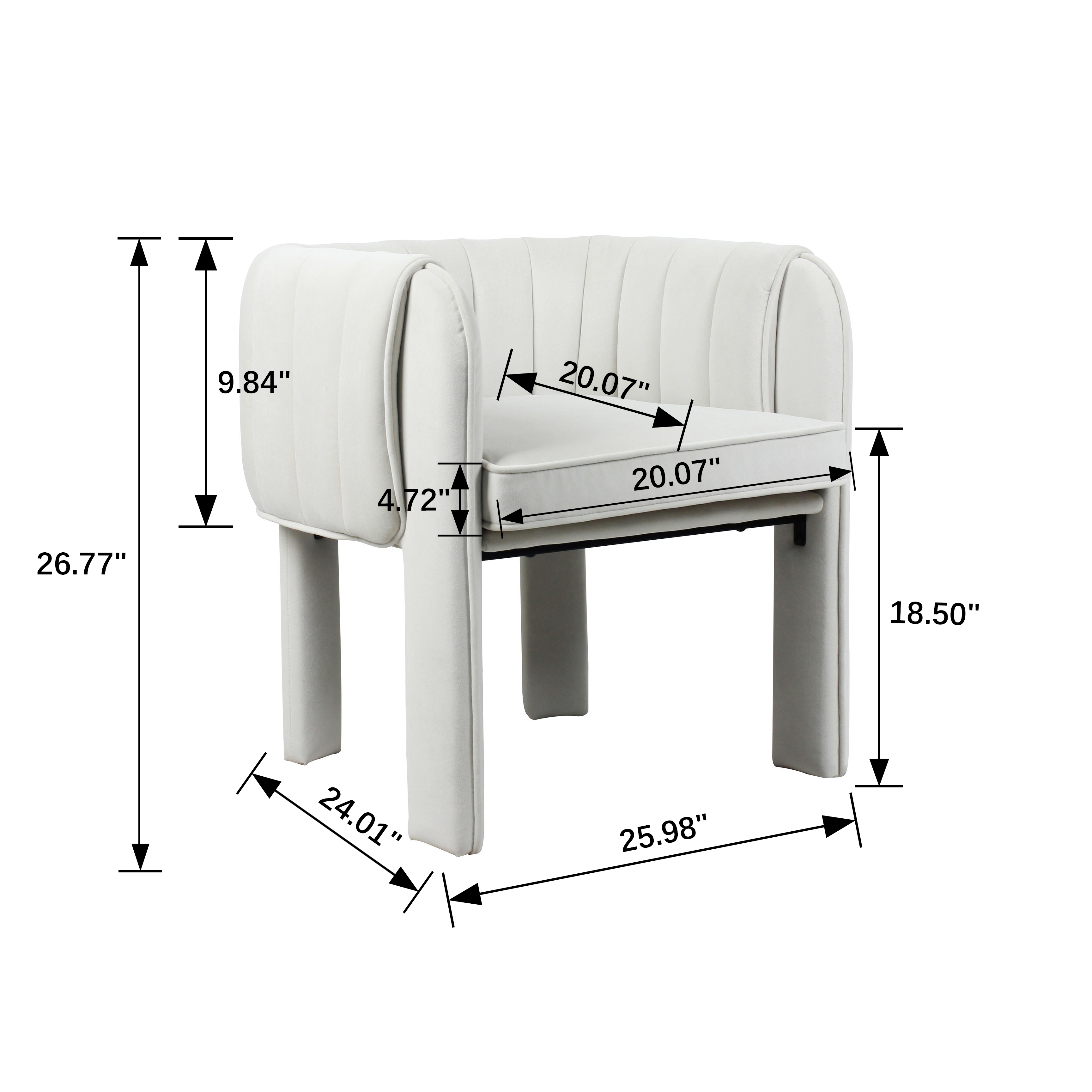 Modern Channel Tufted Velvet Accent Chair with Wrapped Legs