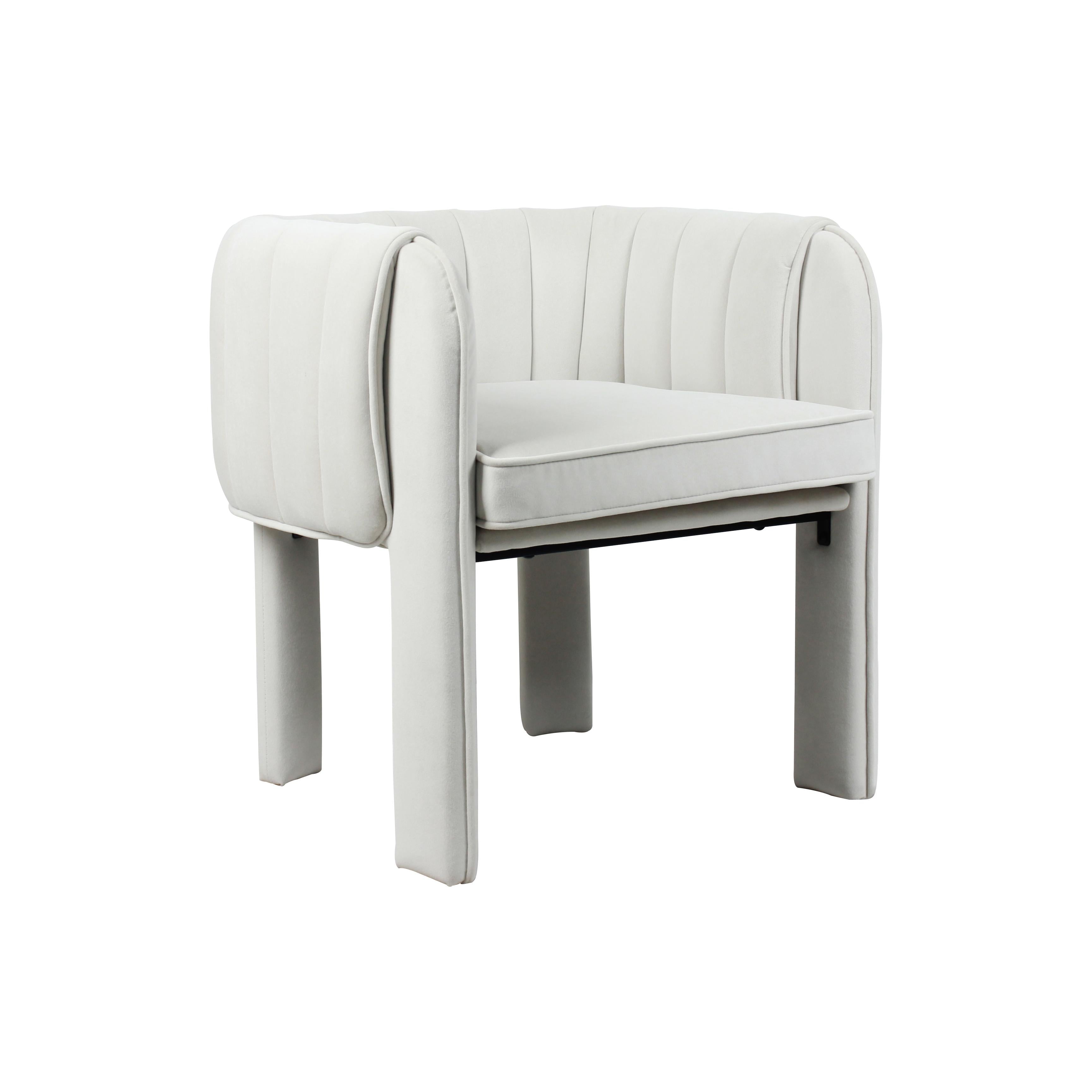 Modern Channel Tufted Velvet Accent Chair with Wrapped Legs