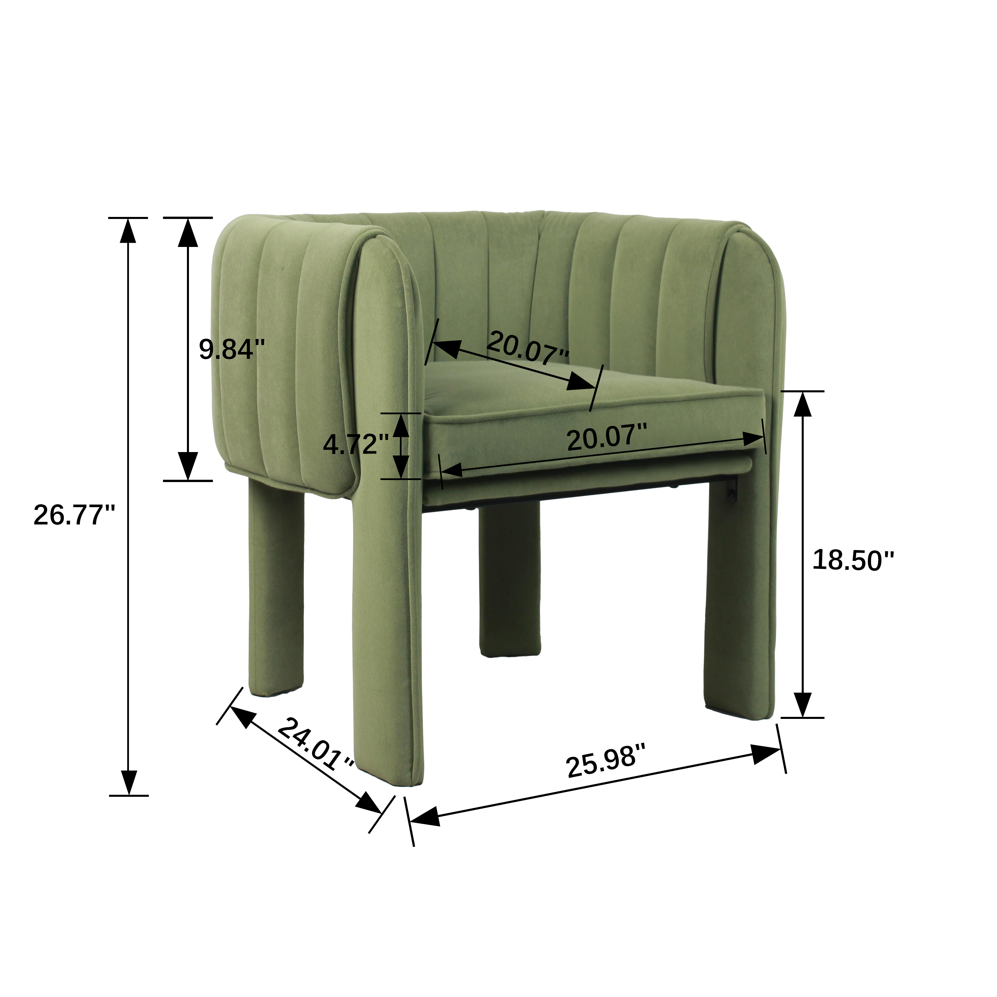 Modern Channel Tufted Velvet Accent Chair with Wrapped Legs