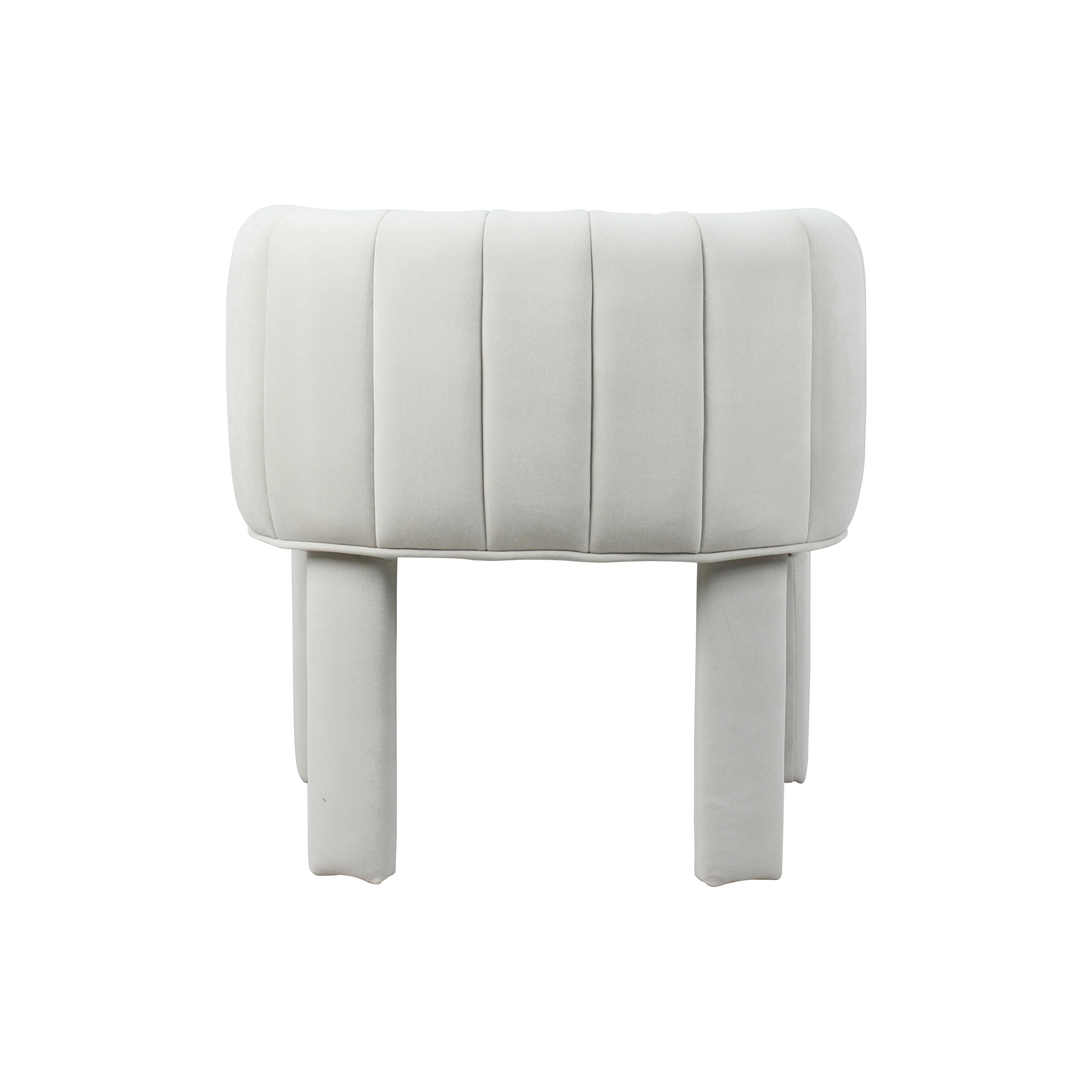 Modern Channel Tufted Velvet Accent Chair with Wrapped Legs