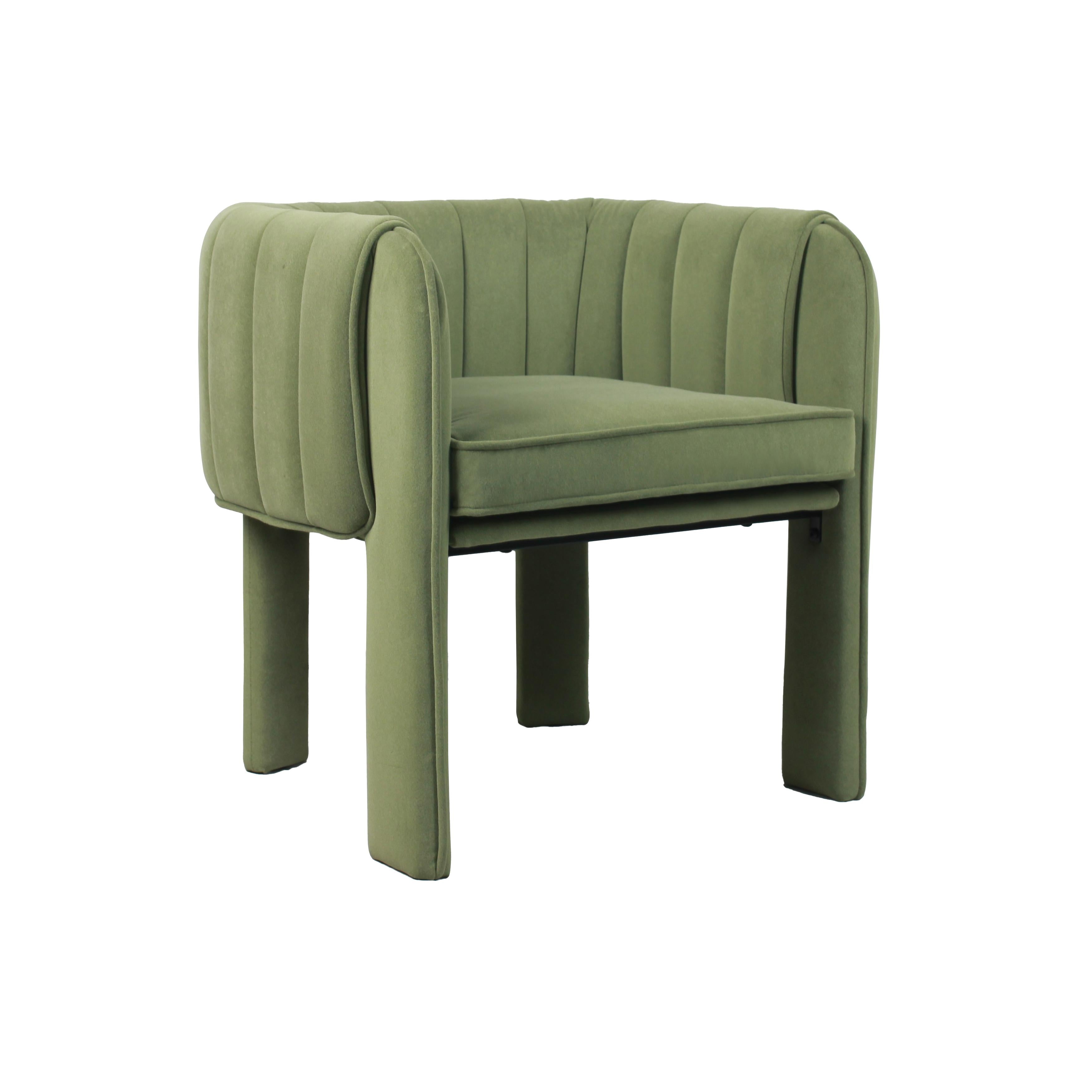 Modern Channel Tufted Velvet Accent Chair with Wrapped Legs